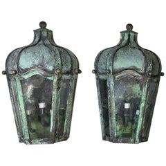 Pair of Handcrafted Wall Mounted Brass Lantern