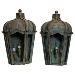 Pair of Handcrafted Wall-Mounted Brass Lantern