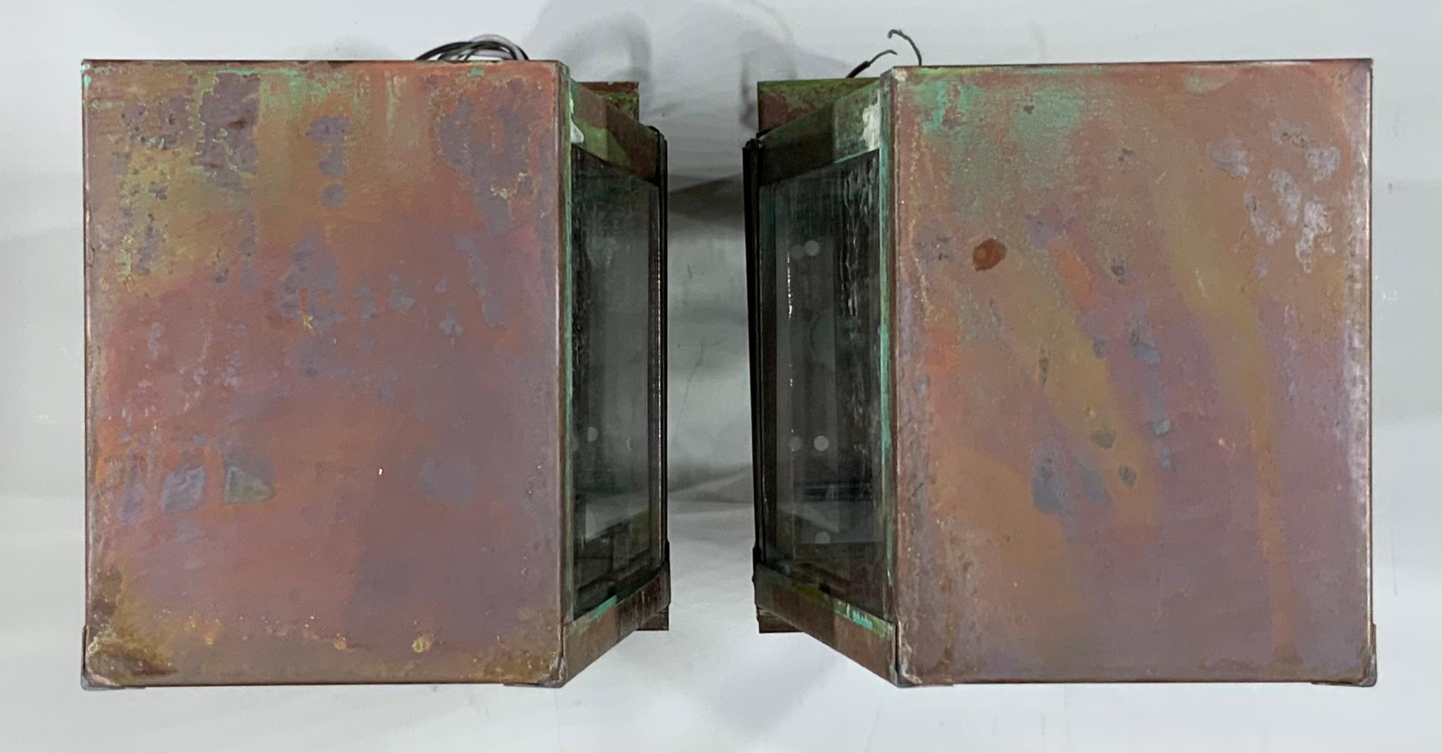 Pair of Handcrafted Wall-Mounted Copper Lantern 4