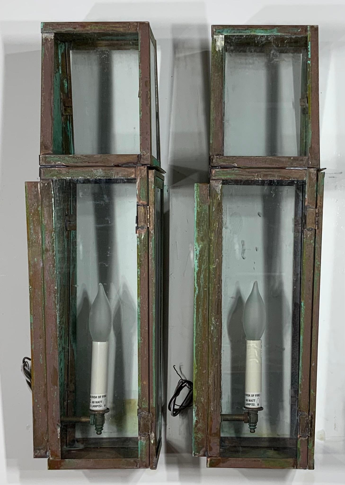 Pair of Handcrafted Wall-Mounted Copper Lantern 1