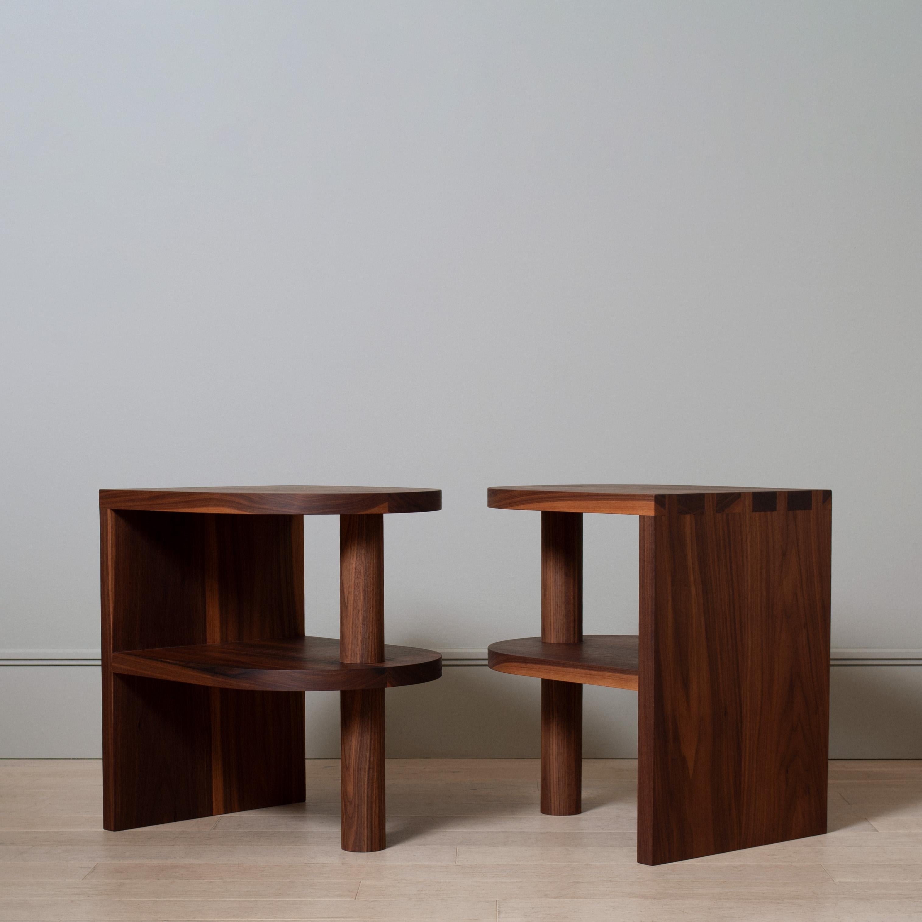 Pair of Handcrafted Walnut End Tables For Sale 4