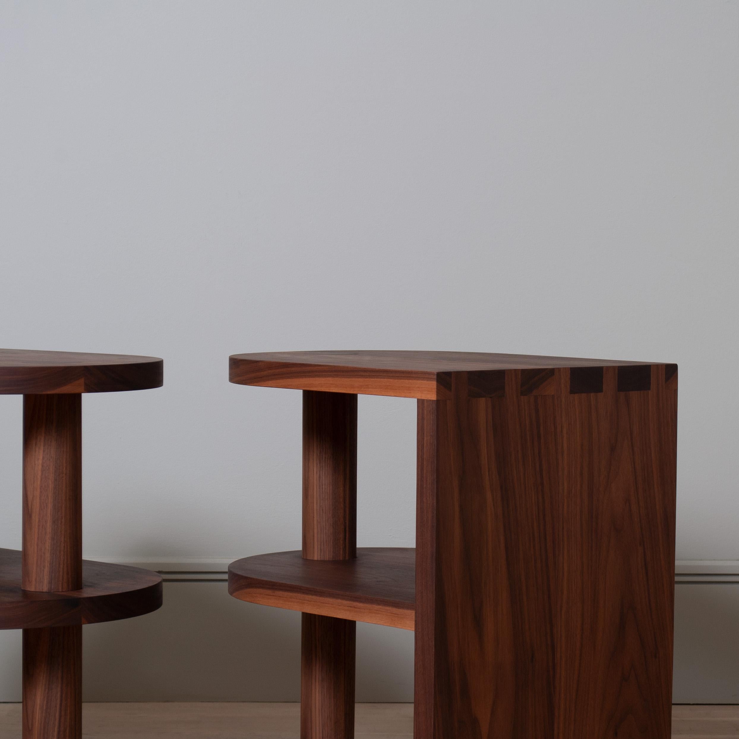 Modern Pair of Handcrafted Walnut End Tables For Sale