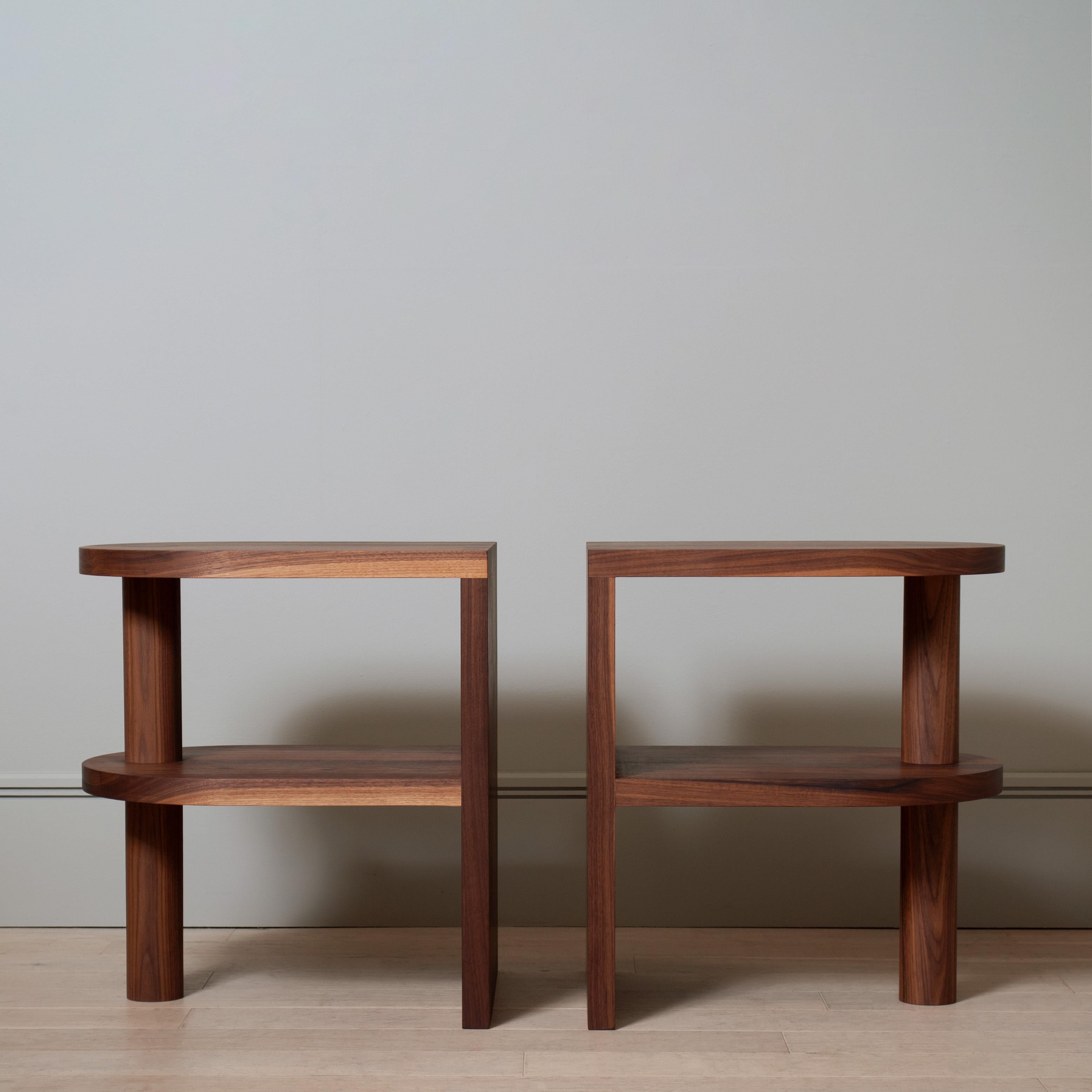 Pair of Handcrafted Walnut End Tables For Sale 2