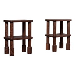 Pair Of Handcrafted Walnut End Tables