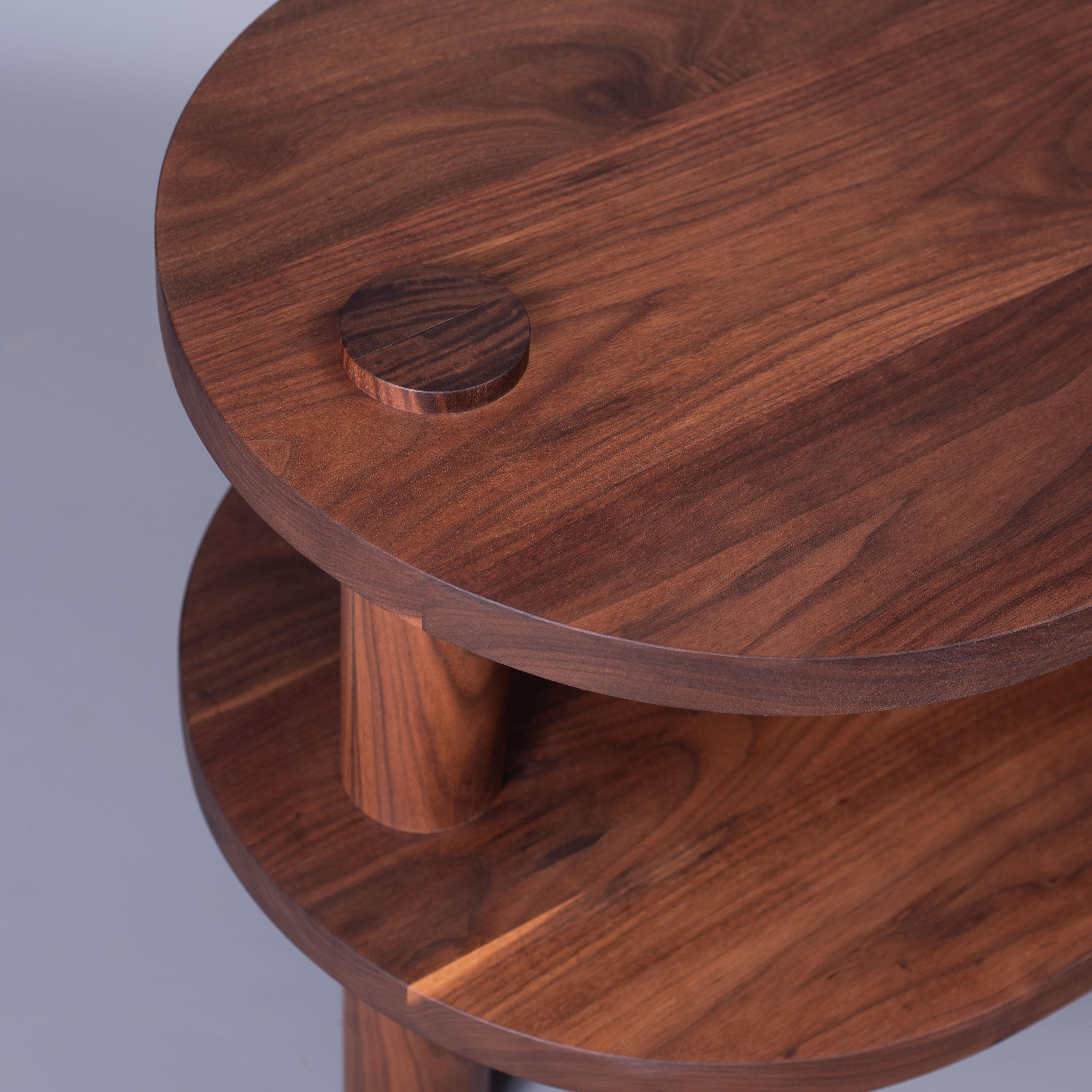 Post-Modern Pair of Handcrafted Walnut Nightstands / End Tables For Sale