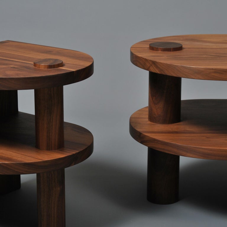 Pair of Handcrafted Walnut Nightstands, End Tables For Sale at 1stDibs