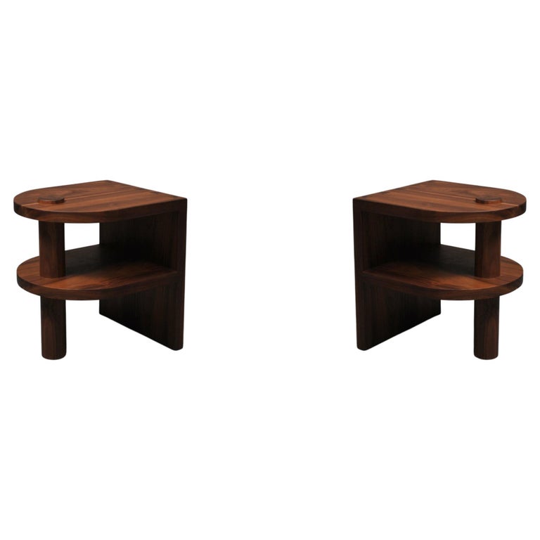 Pair of Handcrafted Walnut Nightstands, End Tables For Sale at 1stDibs