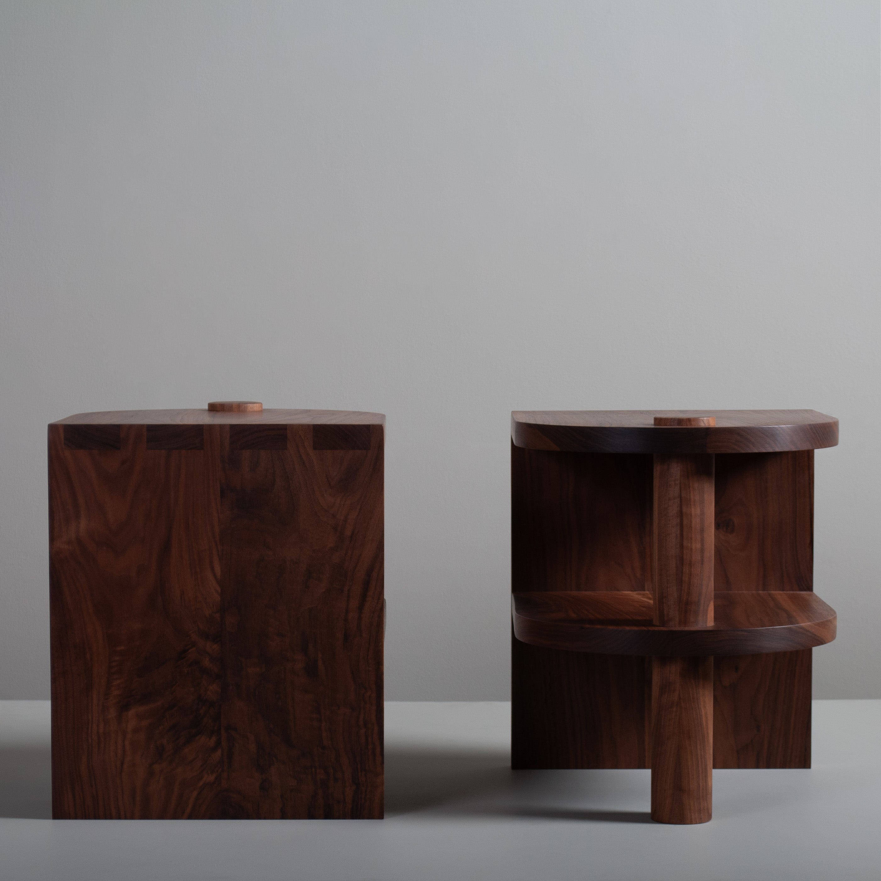 Pair of Handcrafted Walnut Nightstands, End Tables