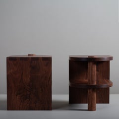 Pair of Handcrafted Walnut Nightstands, End Tables