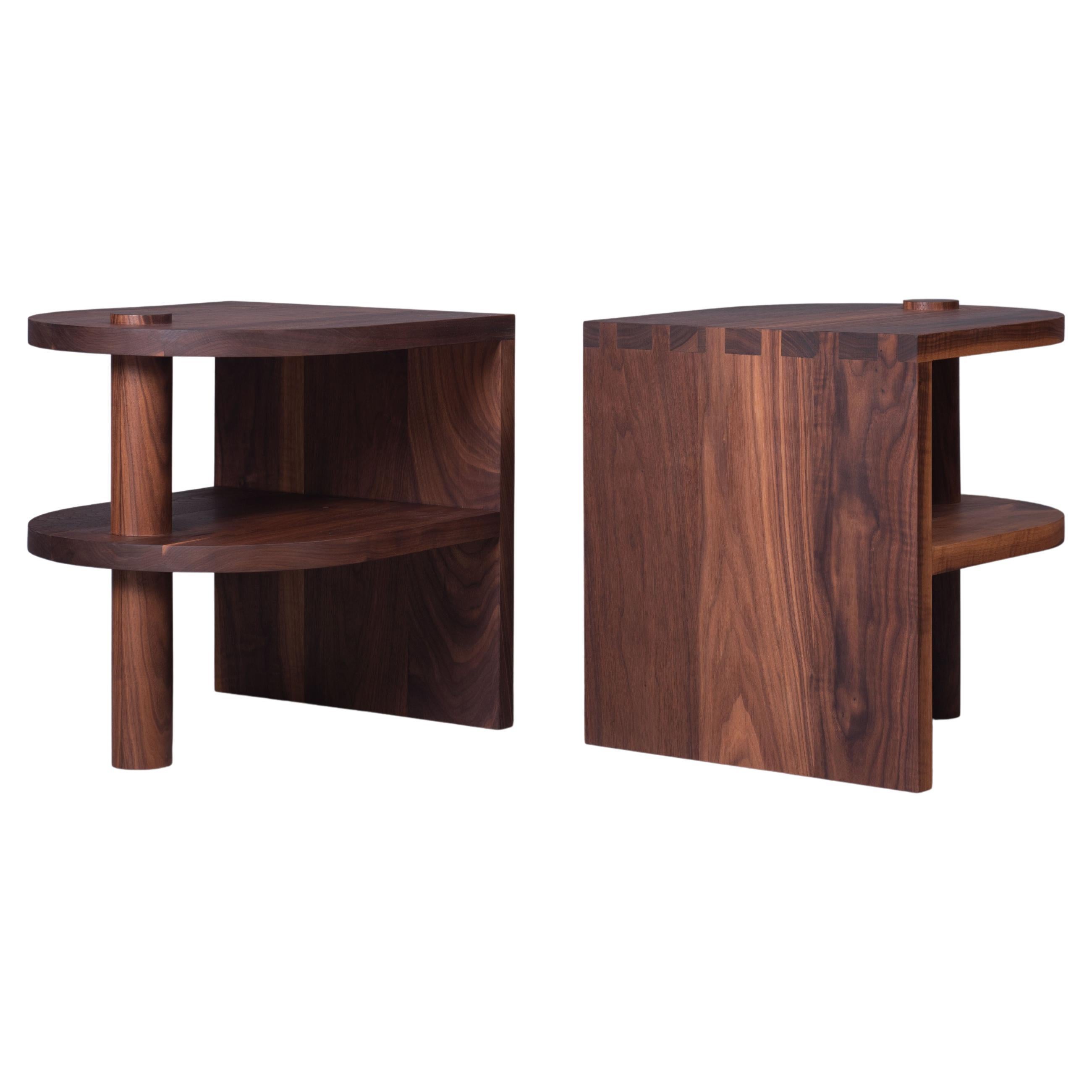 Pair of Handcrafted Walnut Nightstands / End Tables