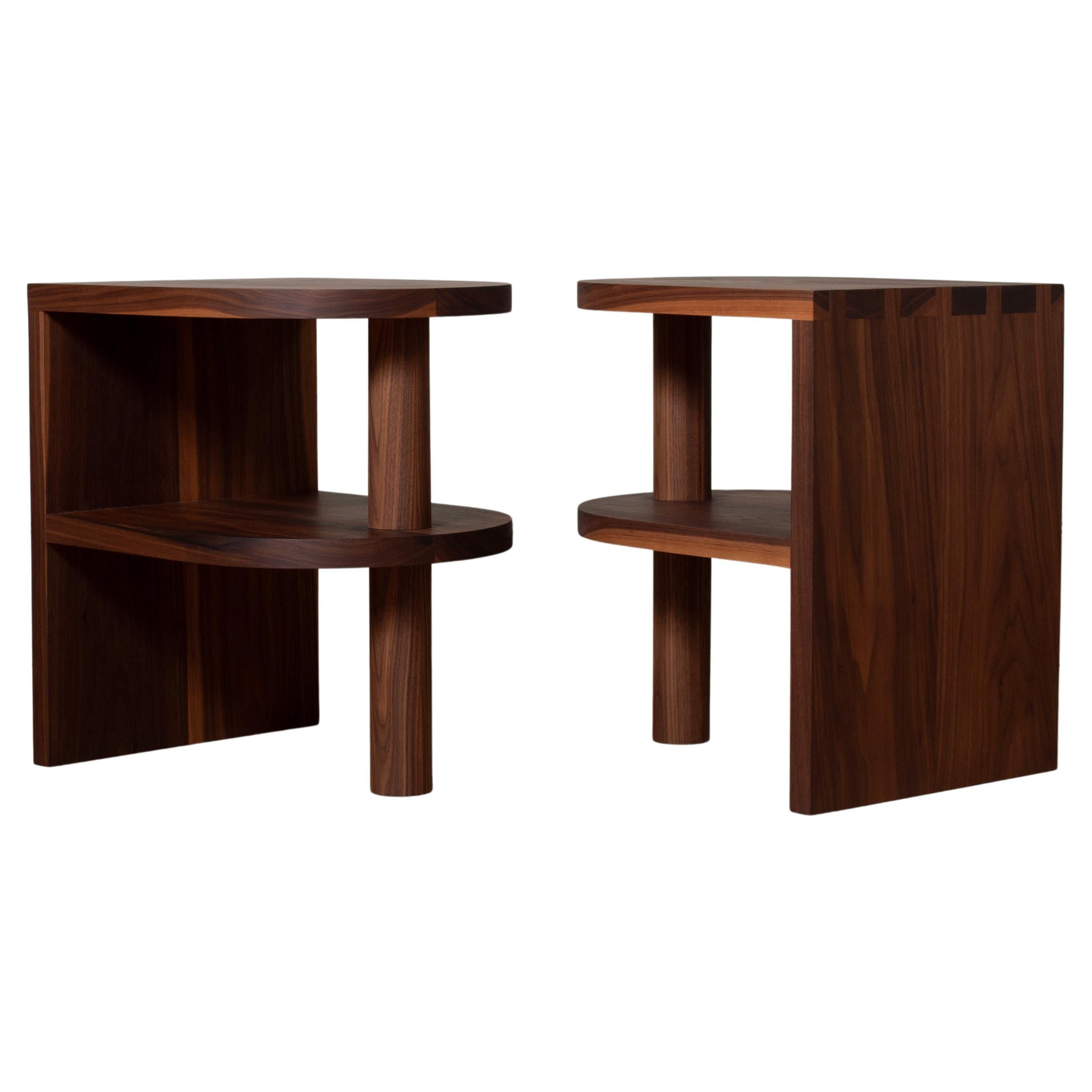 Pair of Handcrafted Walnut Nightstands For Sale