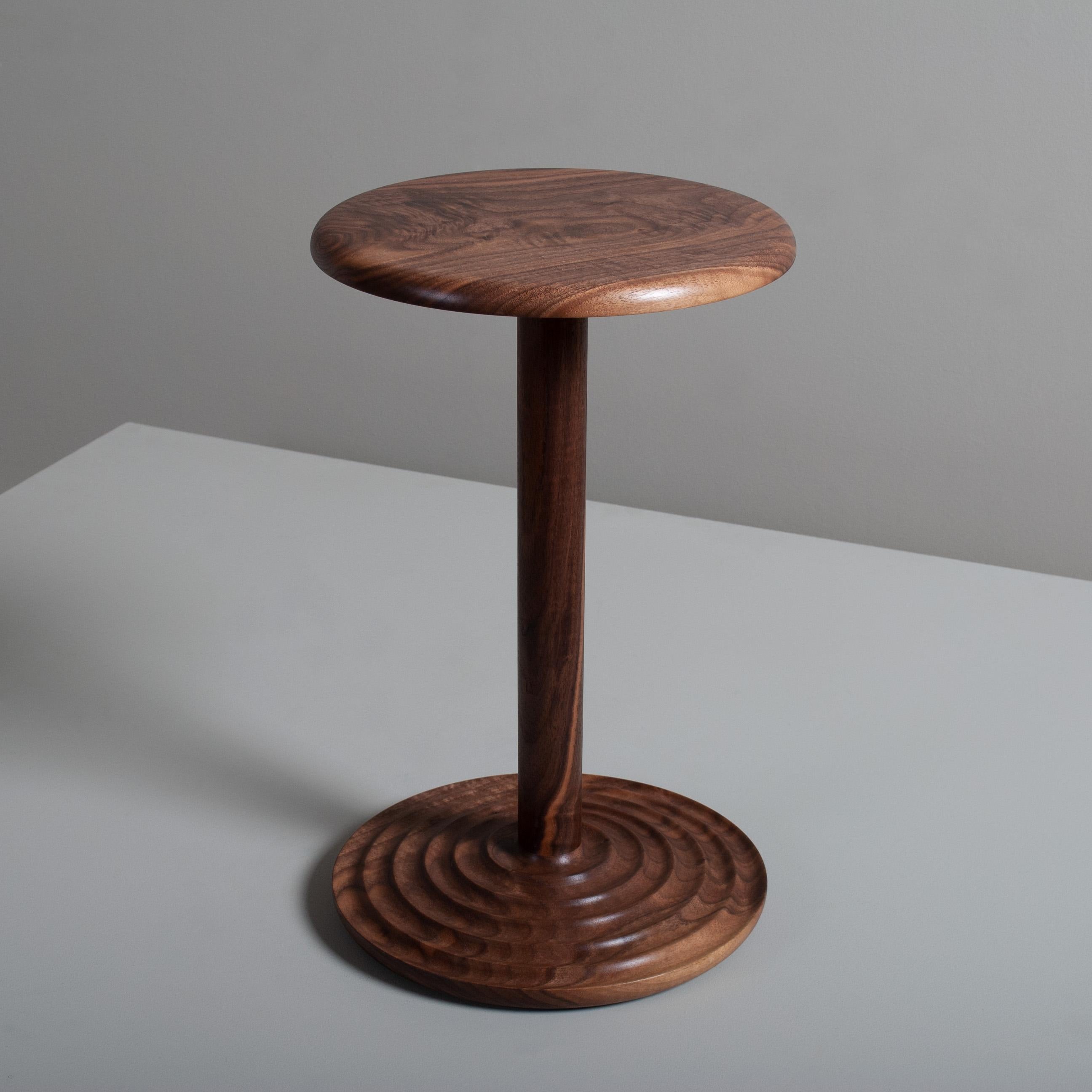 Modern Pair of Handcrafted Walnut Side Drink Tables For Sale