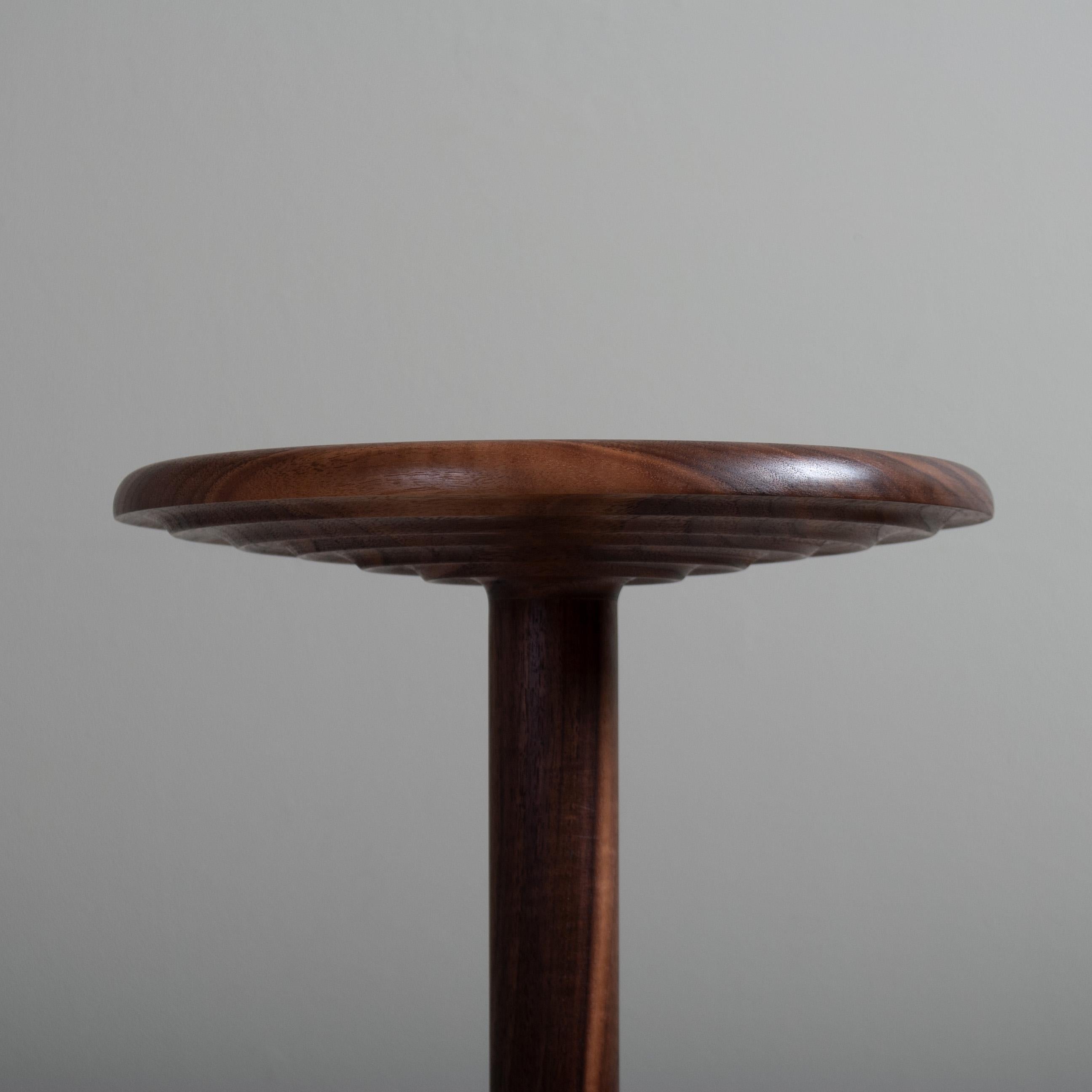 Hand-Crafted Pair of Handcrafted Walnut Side Drink Tables For Sale