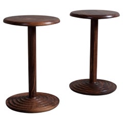 Pair of Handcrafted Walnut Side Drink Tables