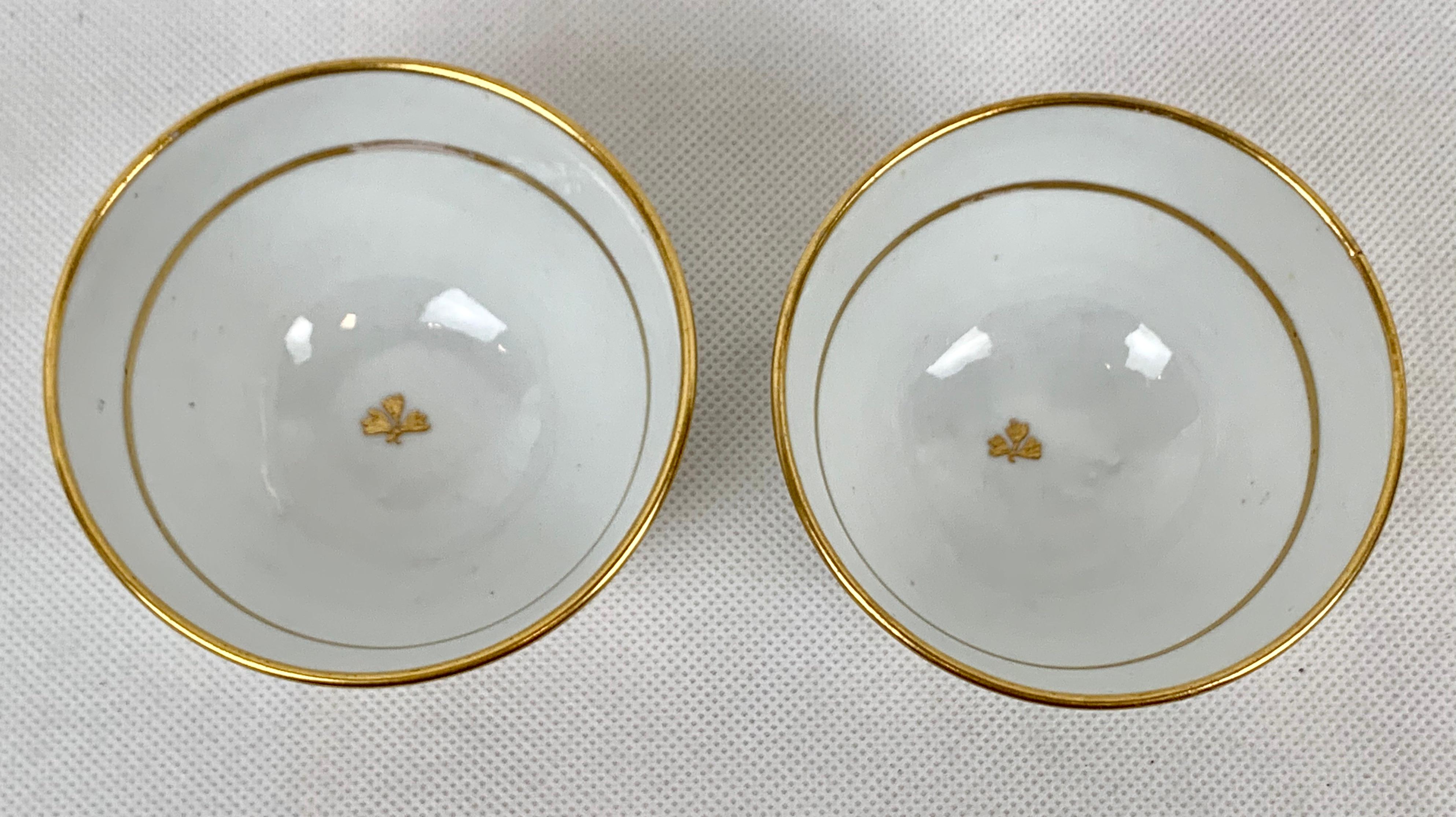 English New Hall Porcelain Co. Handleless Porcelain Tea Bowls En Grisaille-A Pair 