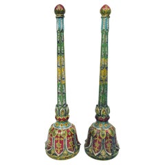 Antique Pair of Handles of Fly Whisks, Jaipur, India, 19th Century