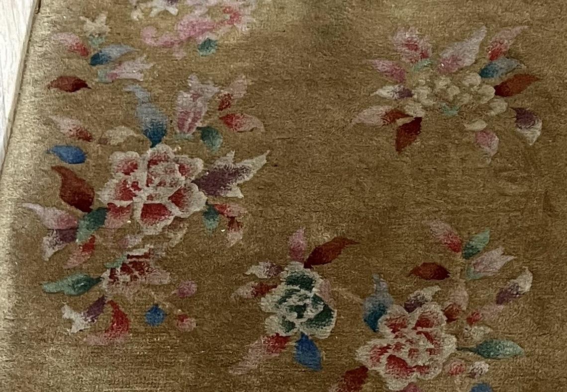 Début du 20ème siècle Paire de tapis chinois Art déco anciens faits à la main 2.1' x 4,1' 1920s - 2B60 en vente
