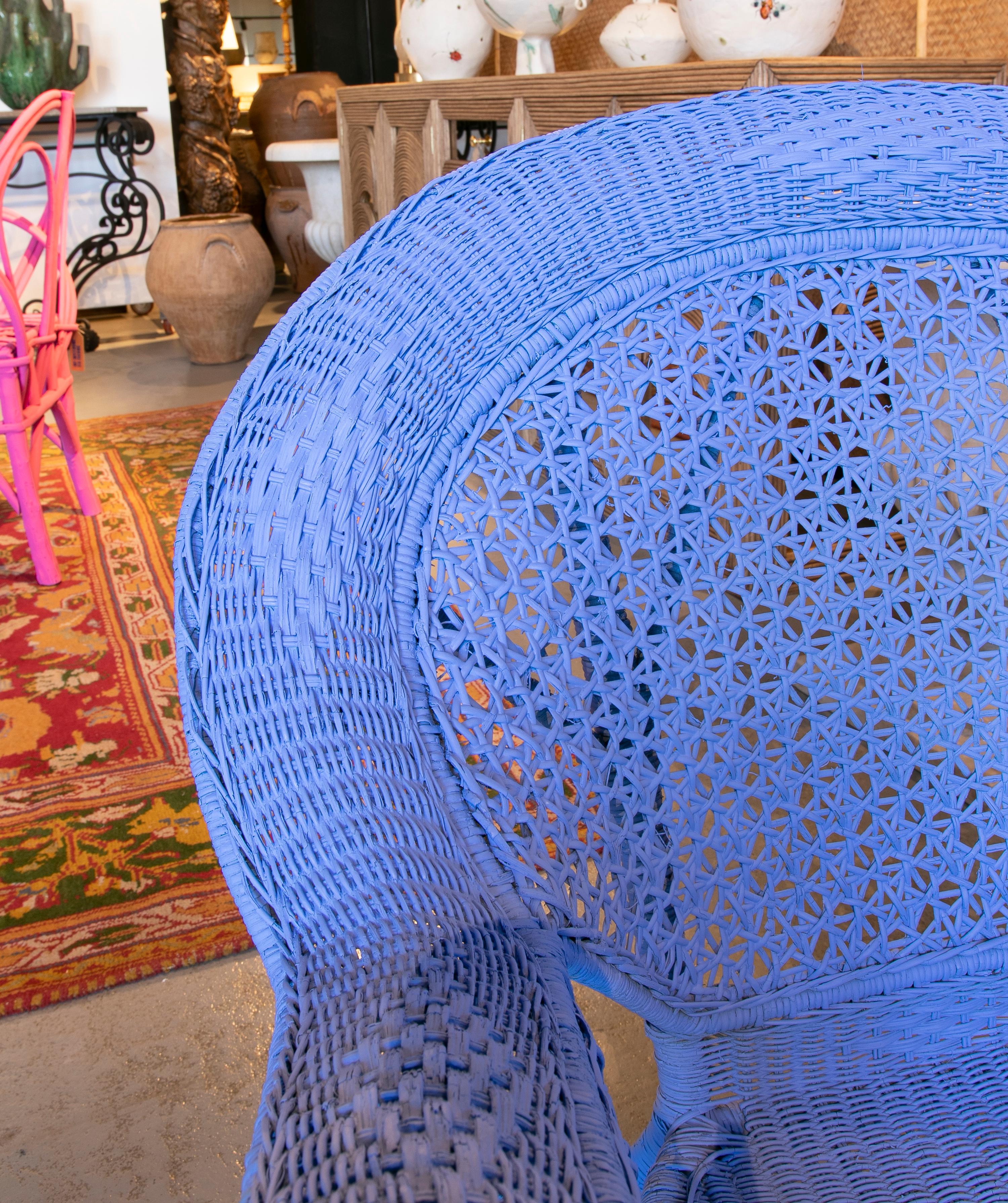 Pair of Handmade Bamboo and Wicker Armchairs with Wide Backrest For Sale 5