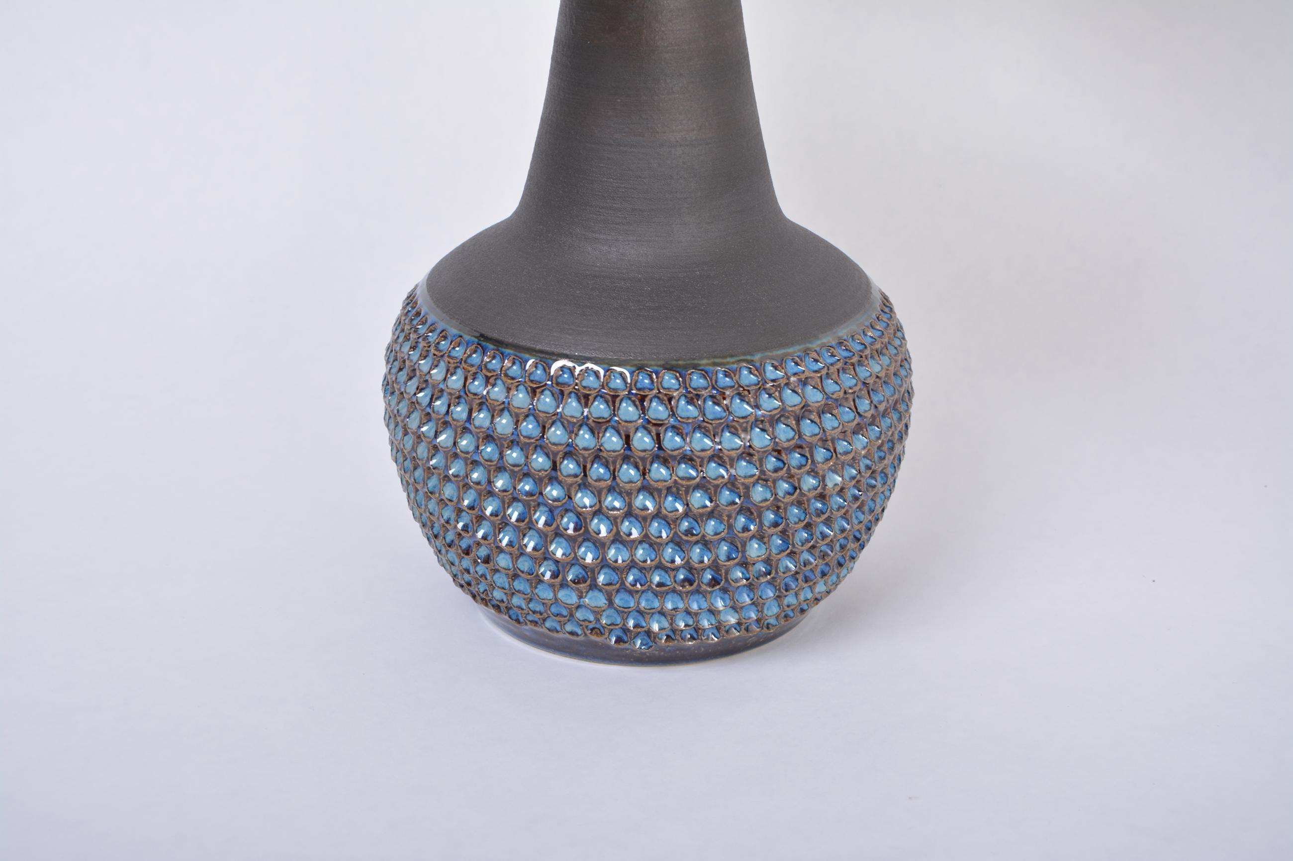20th Century Pair of Handmade Blue Danish Mid-Century Stoneware Lamps by Soholm