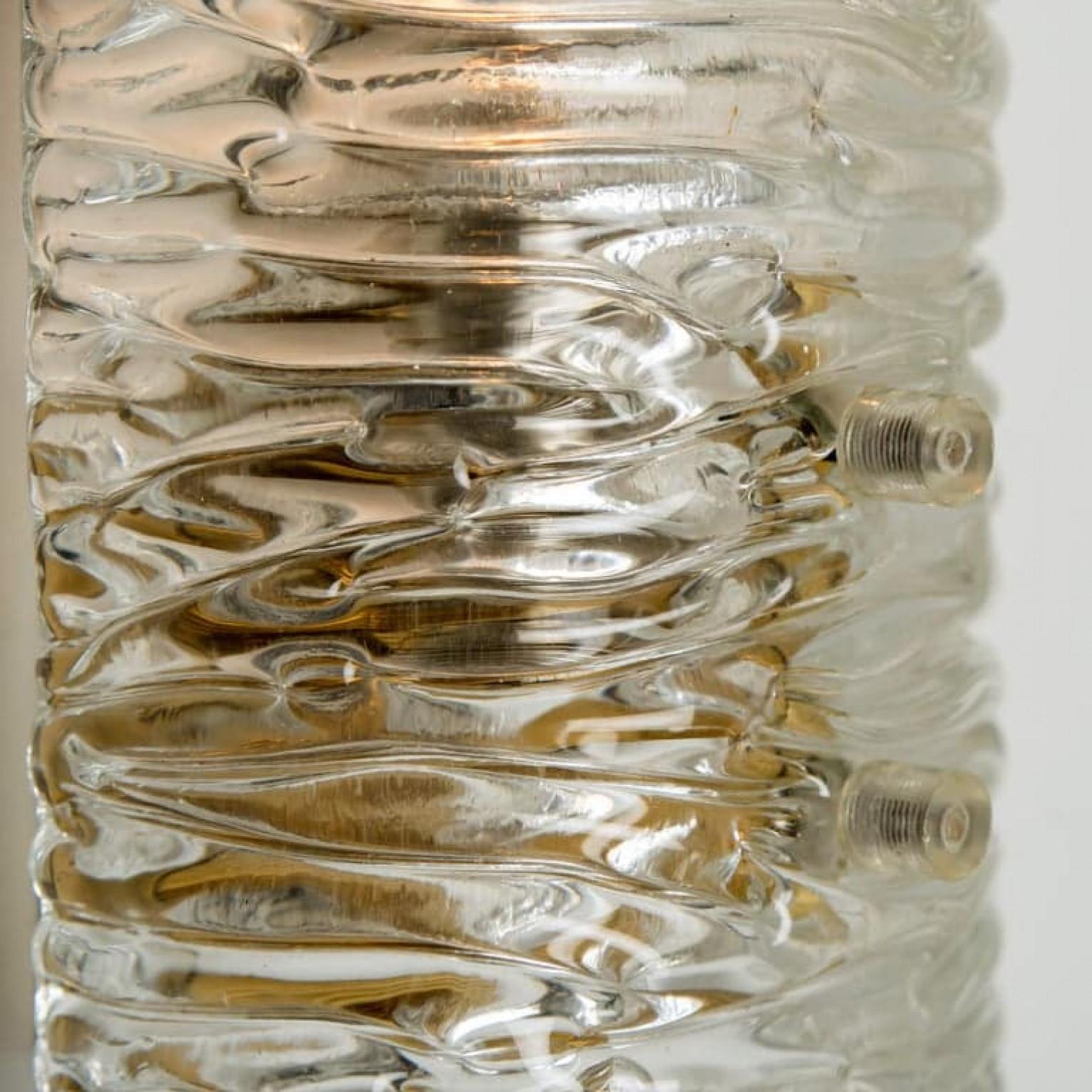 Austrian Pair of  Handmade Brass and Glass Wall Lights or Sconces by J.T. Kalmar, Austria For Sale