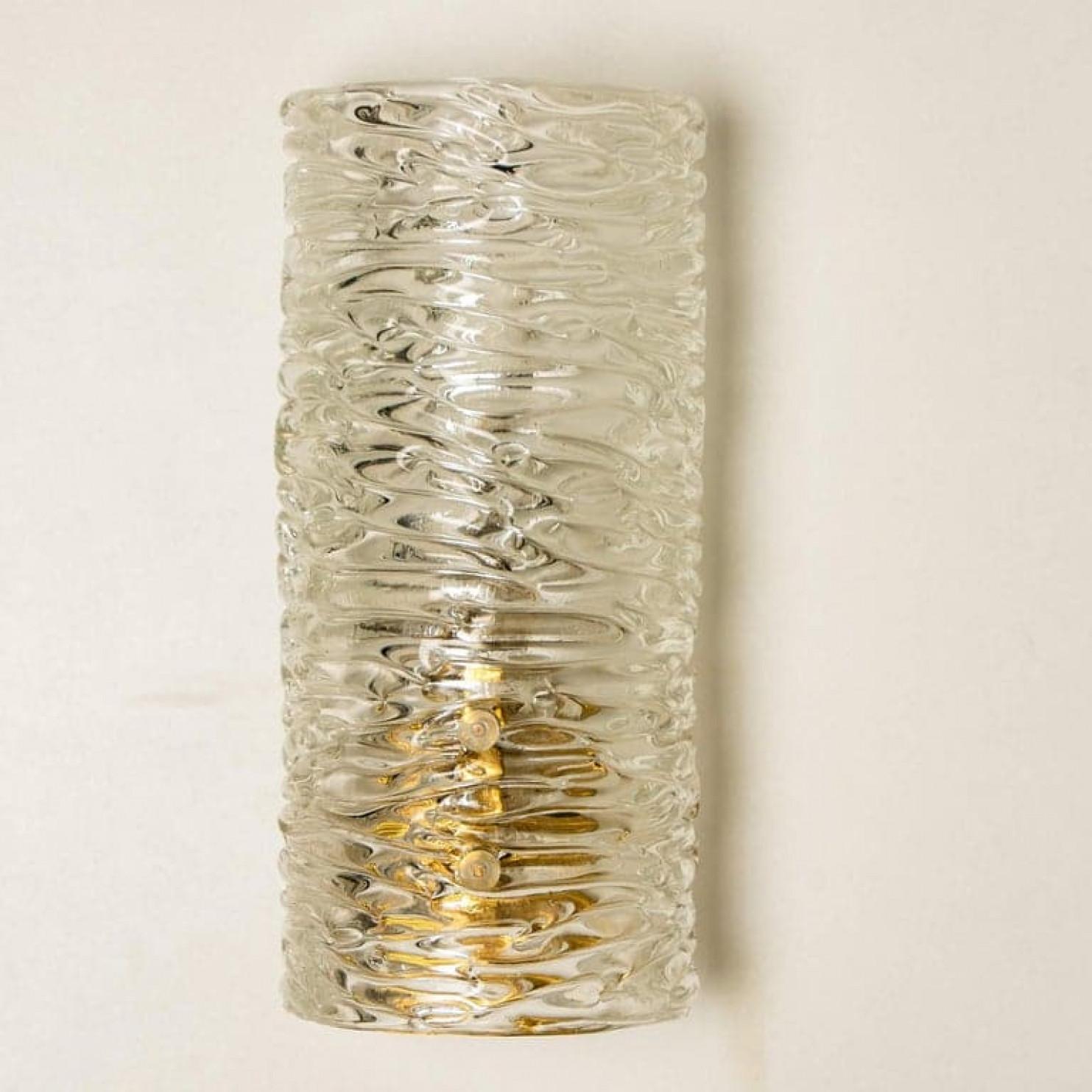 Pair of  Handmade Brass and Glass Wall Lights or Sconces by J.T. Kalmar, Austria For Sale 1