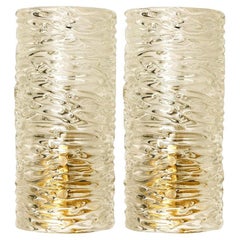 Pair of  Handmade Brass and Glass Wall Lights or Sconces by J.T. Kalmar, Austria