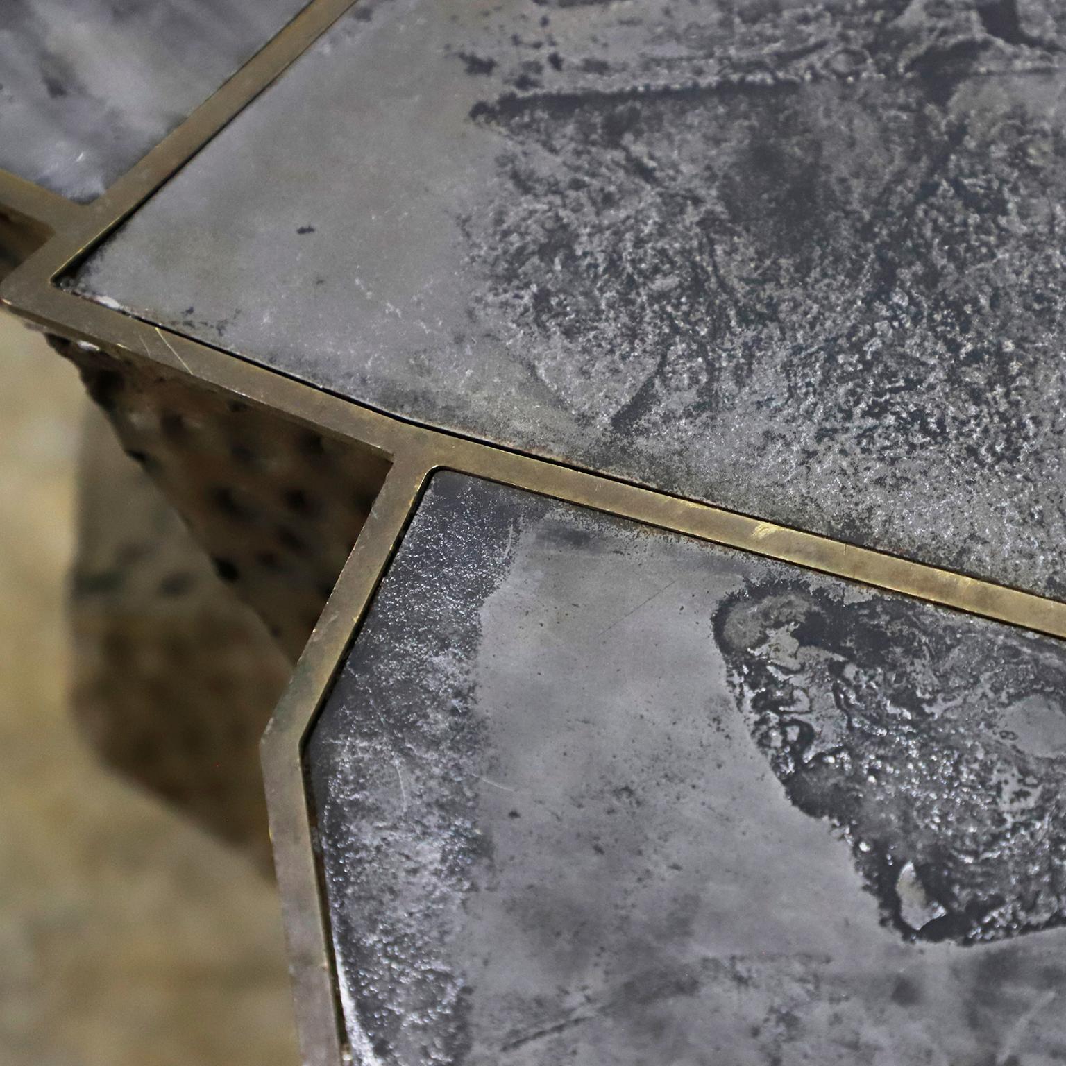 Mexican Pair of Handmade Brutalist Side Tables For Sale