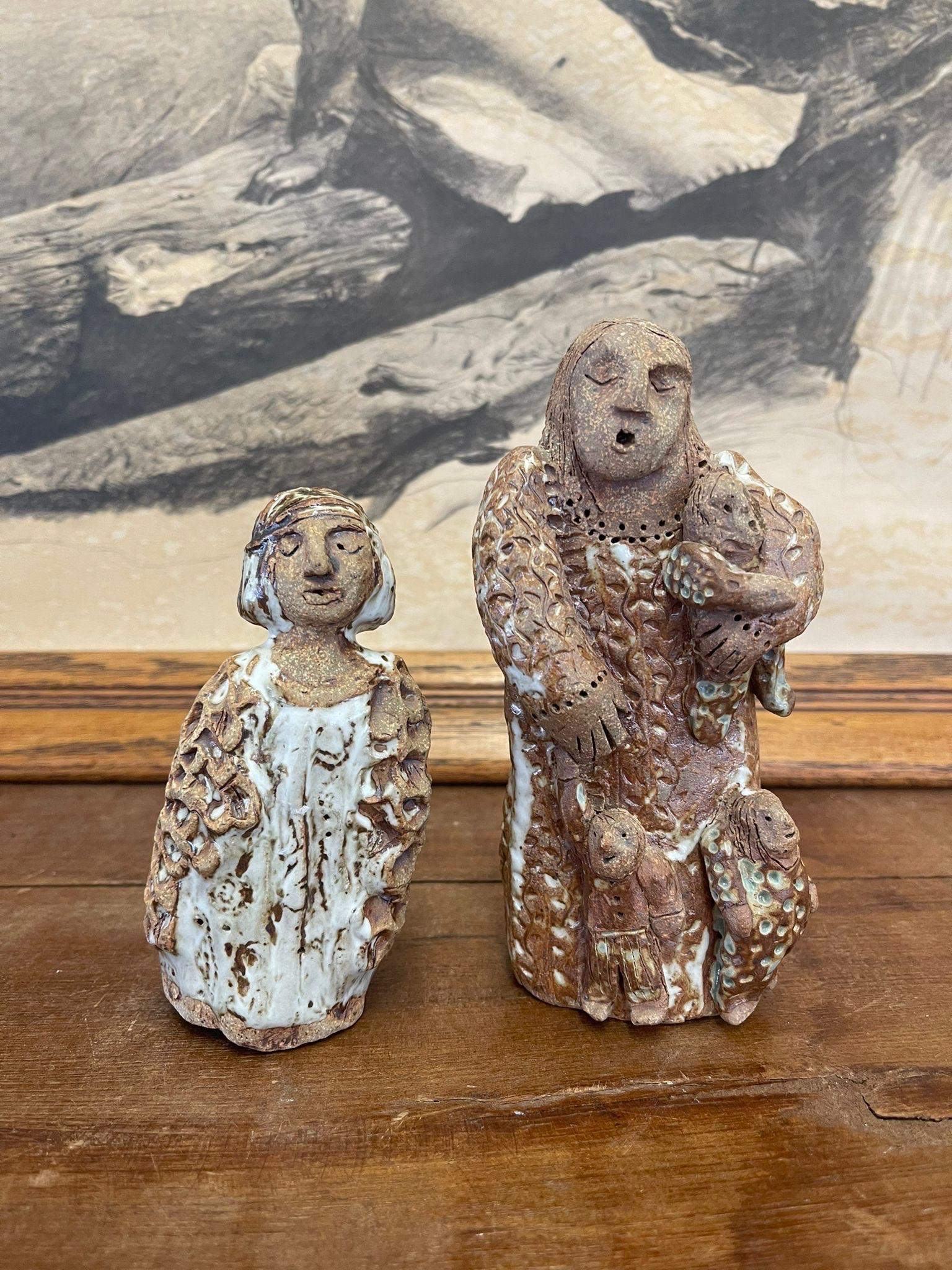 Mid-Century Modern Pair of Handmade Ceramic Figurines. Circa2012 For Sale