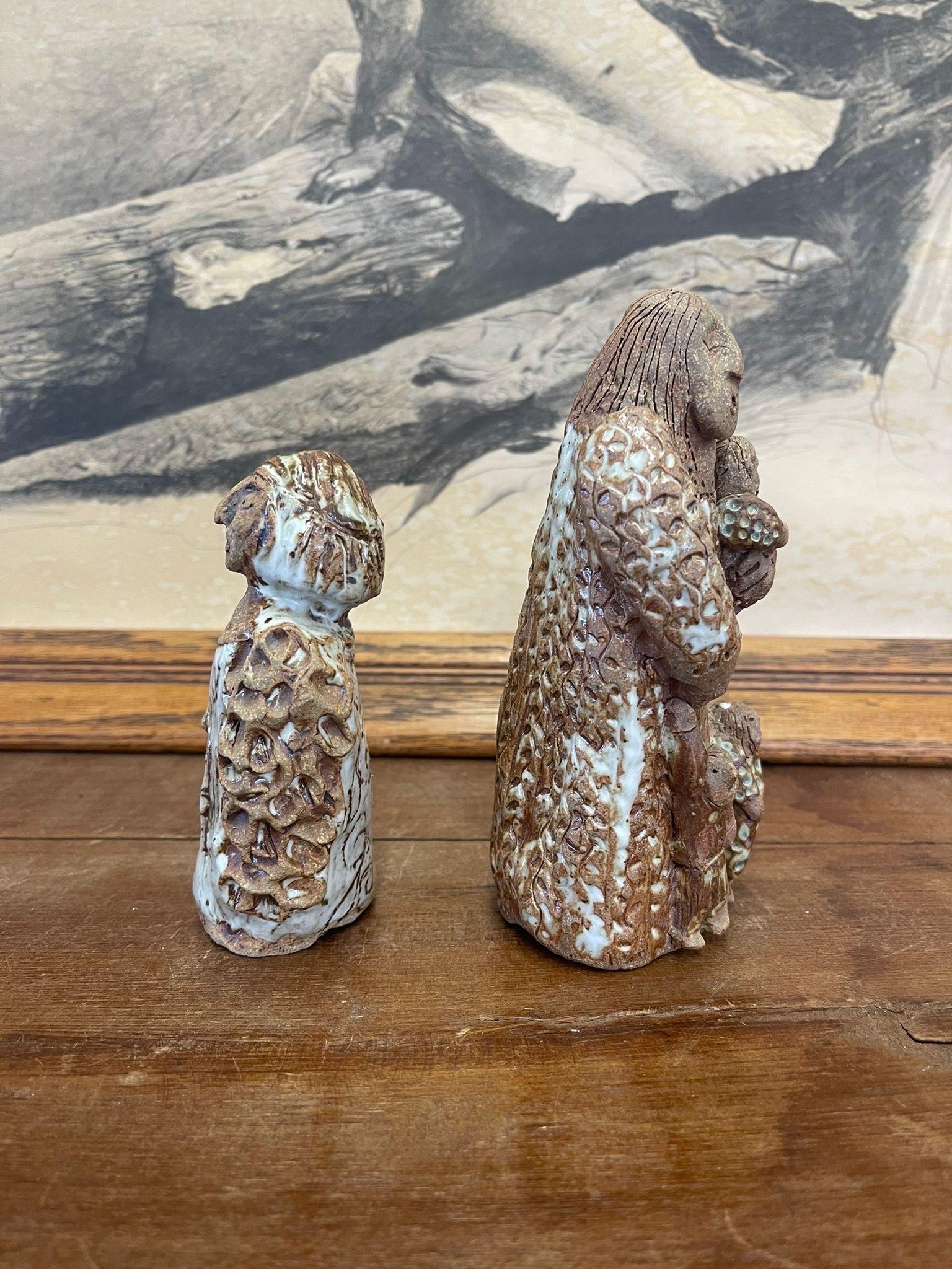 Pair of Handmade Ceramic Figurines. Circa2012 In Good Condition For Sale In Seattle, WA