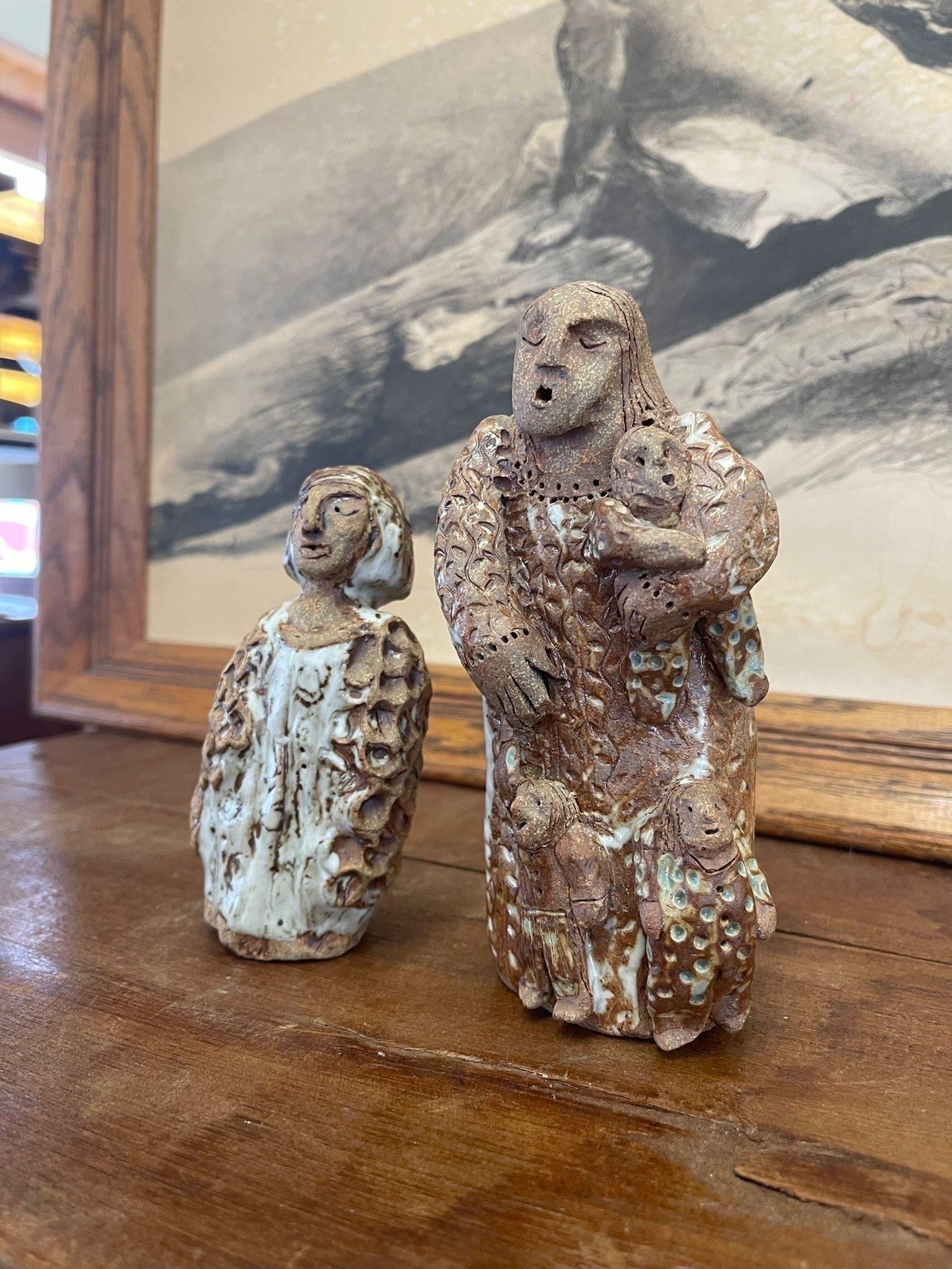 Contemporary Pair of Handmade Ceramic Figurines. Circa2012 For Sale