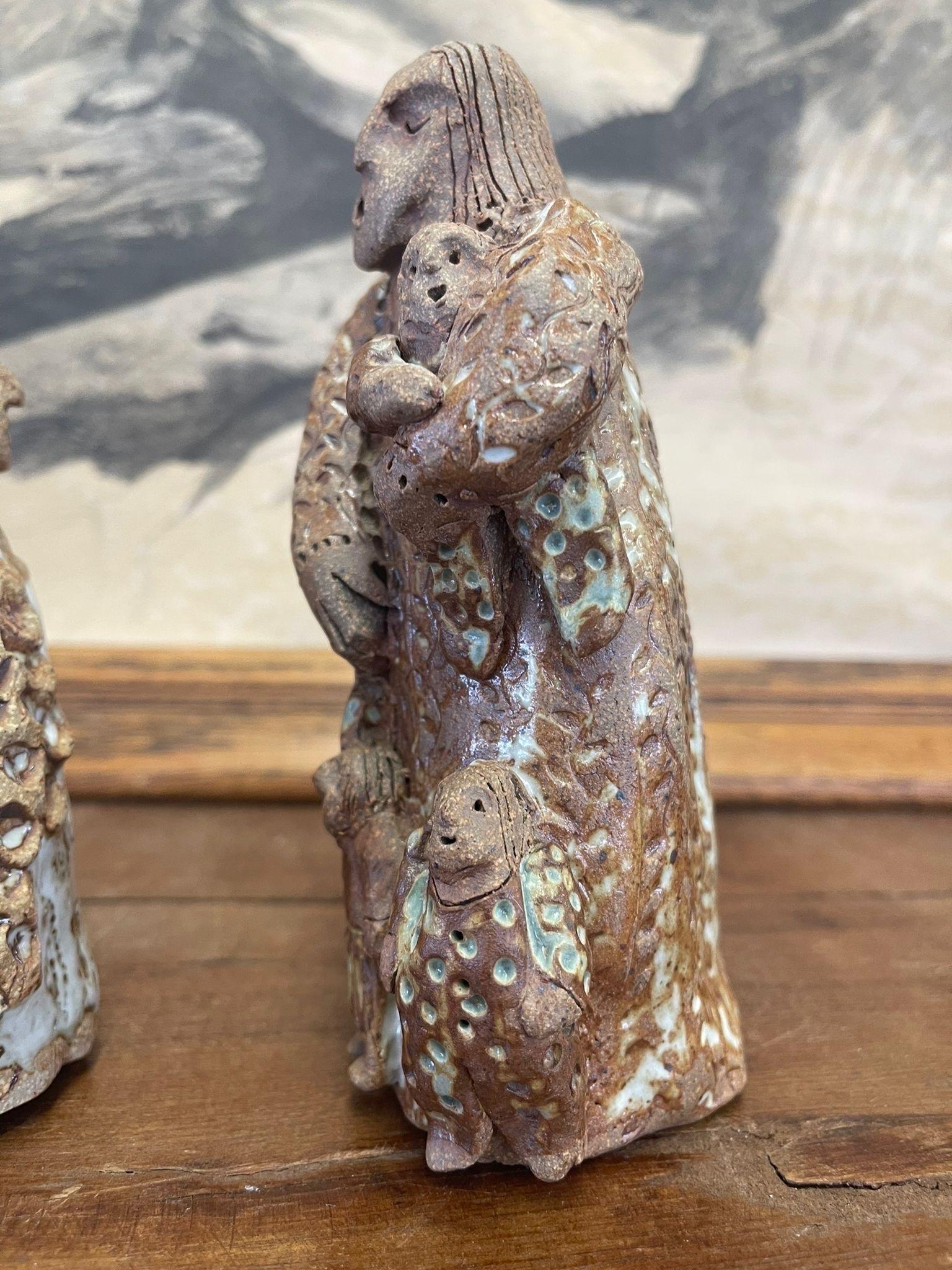 Pair of Handmade Ceramic Figurines. Circa2012 For Sale 3