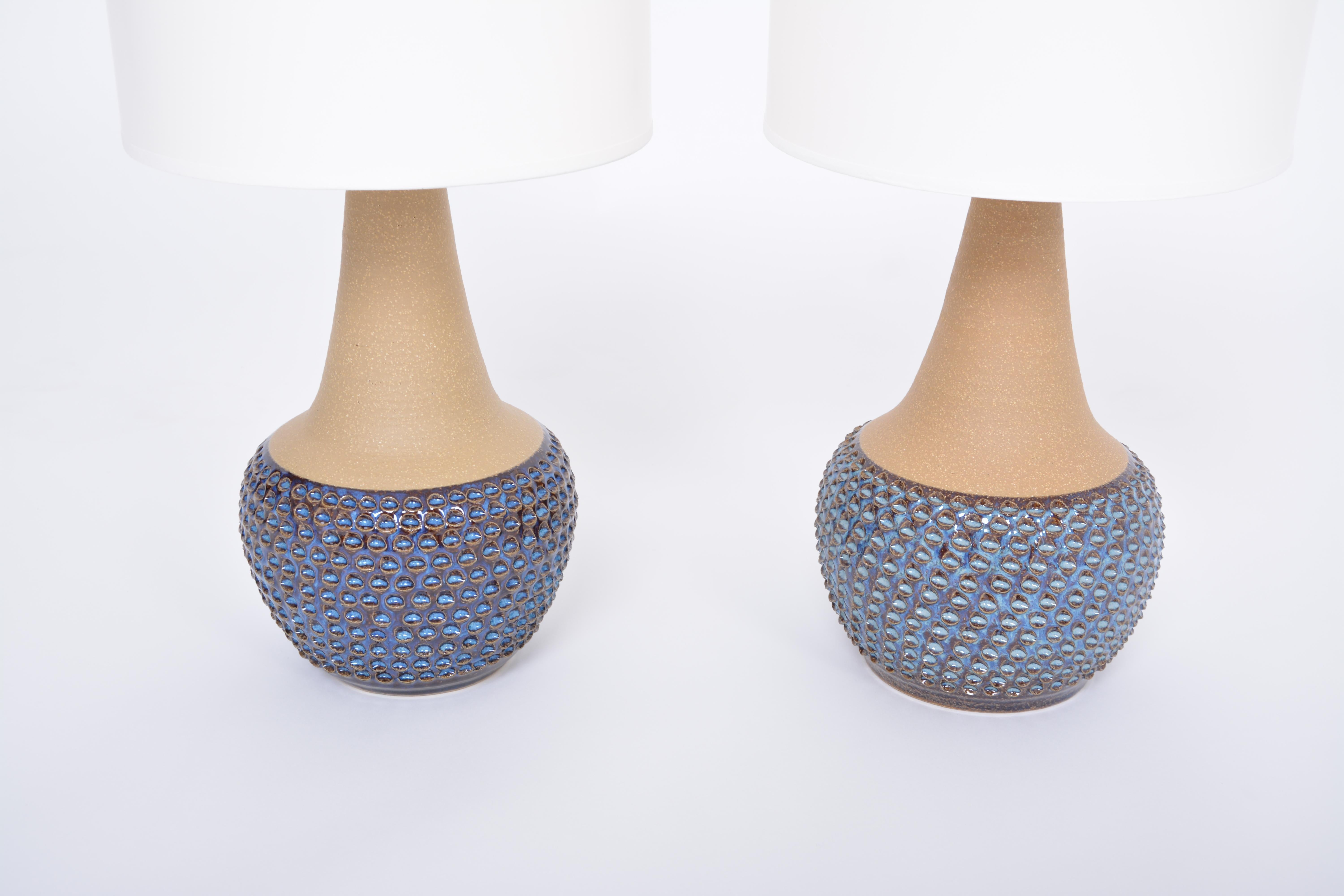 Mid-Century Modern Pair of Handmade Danish Mid-Century Stoneware Lamps by Einar Johansen for Soholm For Sale