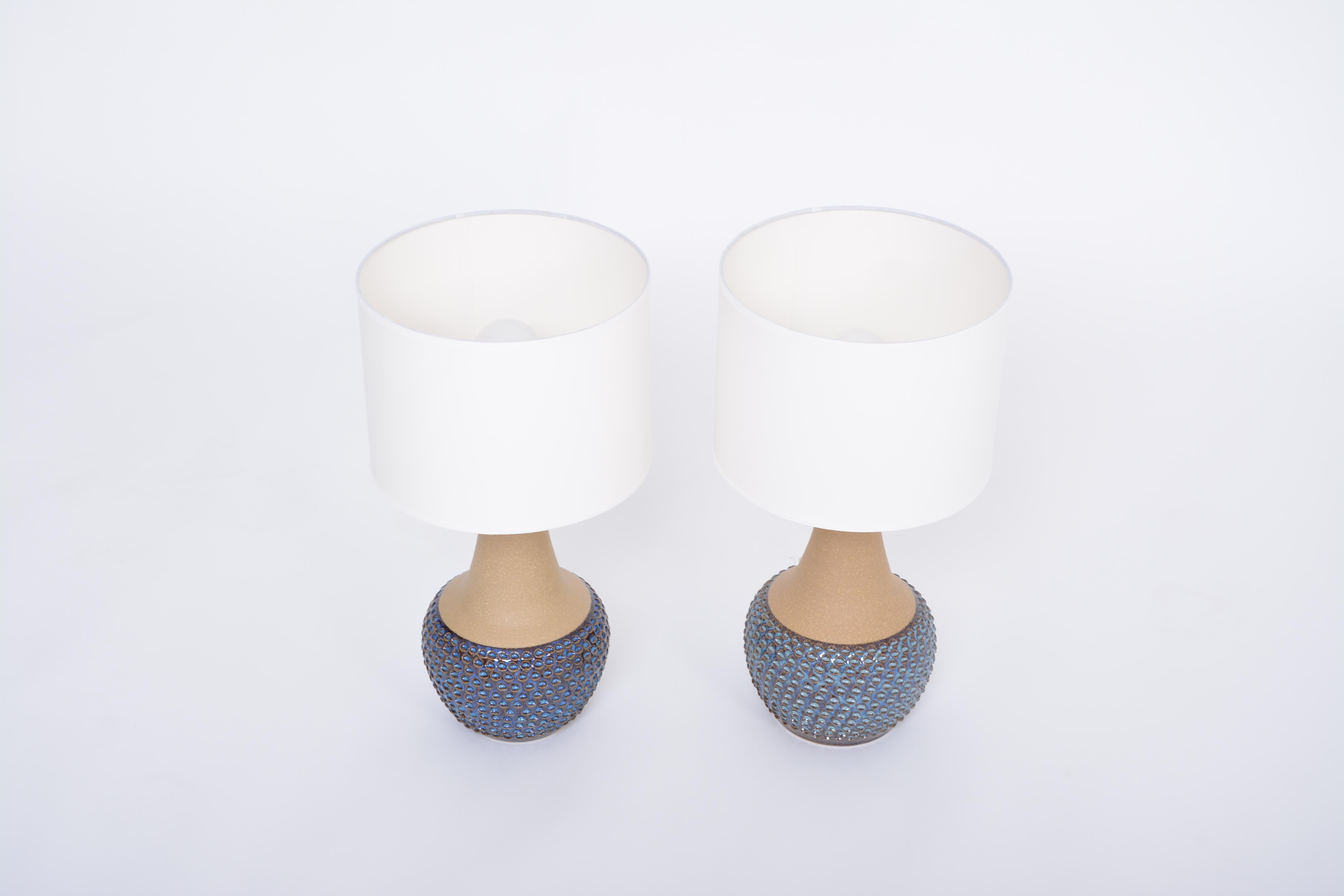 Pair of Handmade Danish Mid-Century Stoneware Lamps by Einar Johansen for Soholm For Sale 1