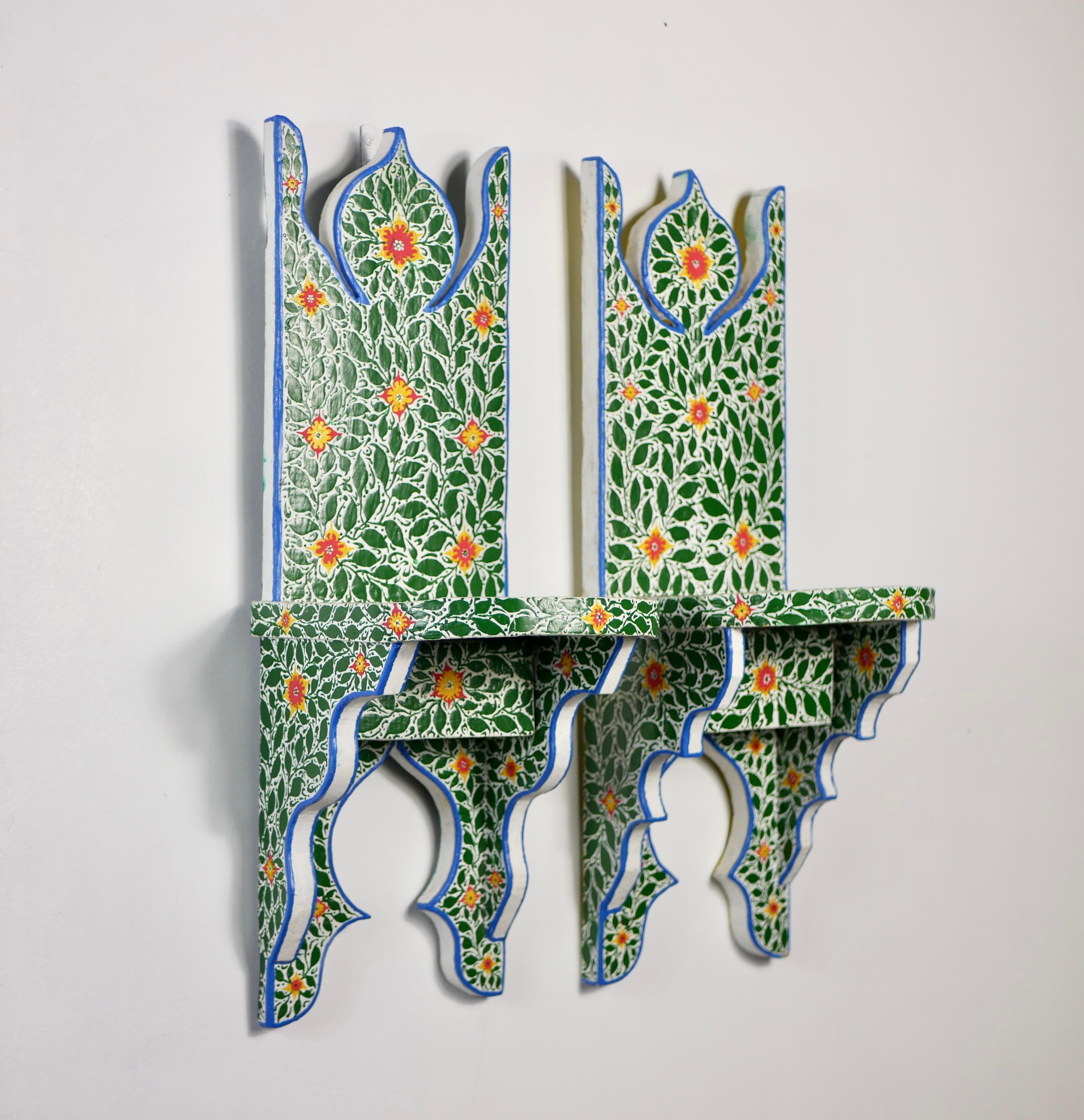 Pair of handmade Folk Art Tunisian bedside tables or shelves In Good Condition For Sale In Lyon, FR