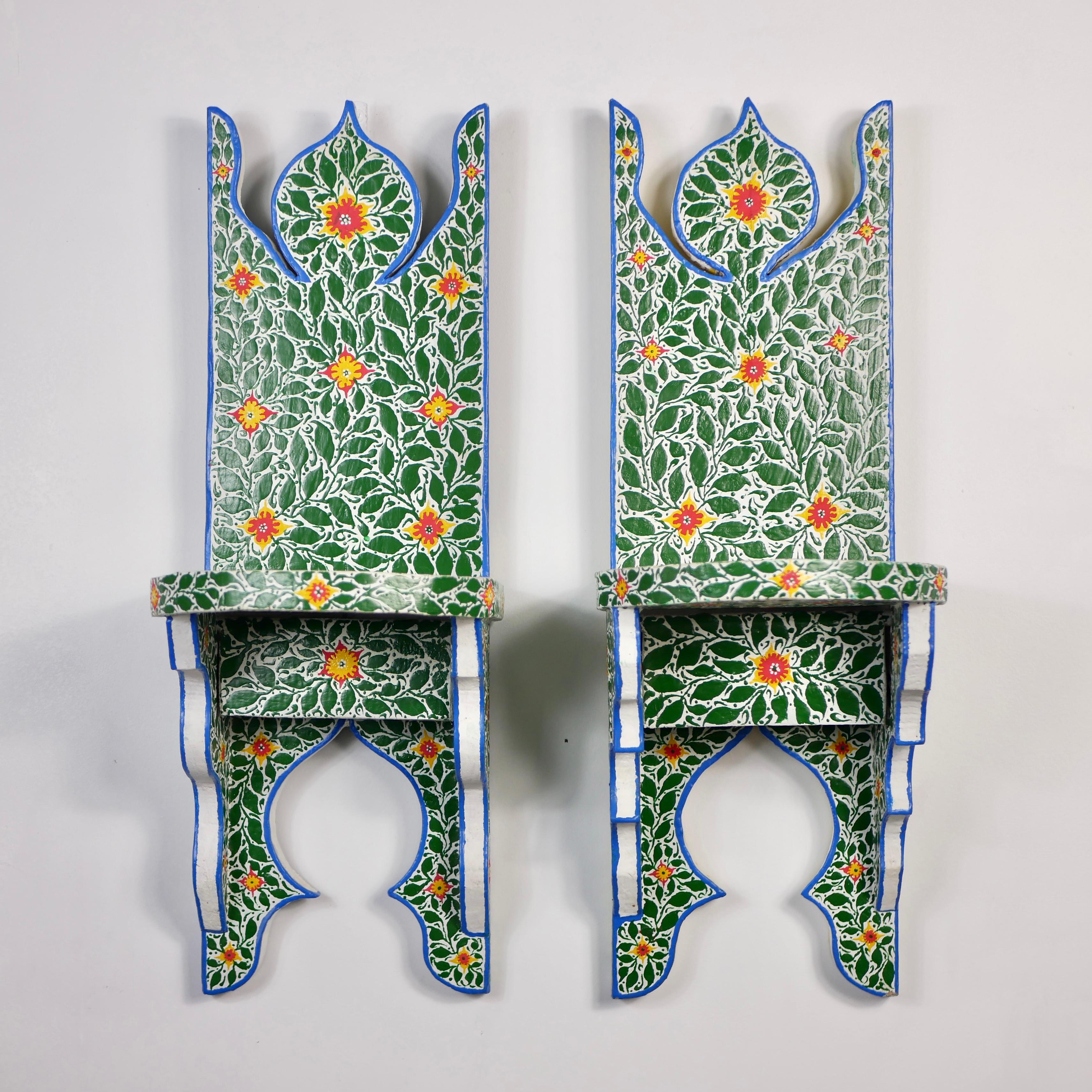 Late 20th Century Pair of handmade Folk Art Tunisian bedside tables or shelves For Sale