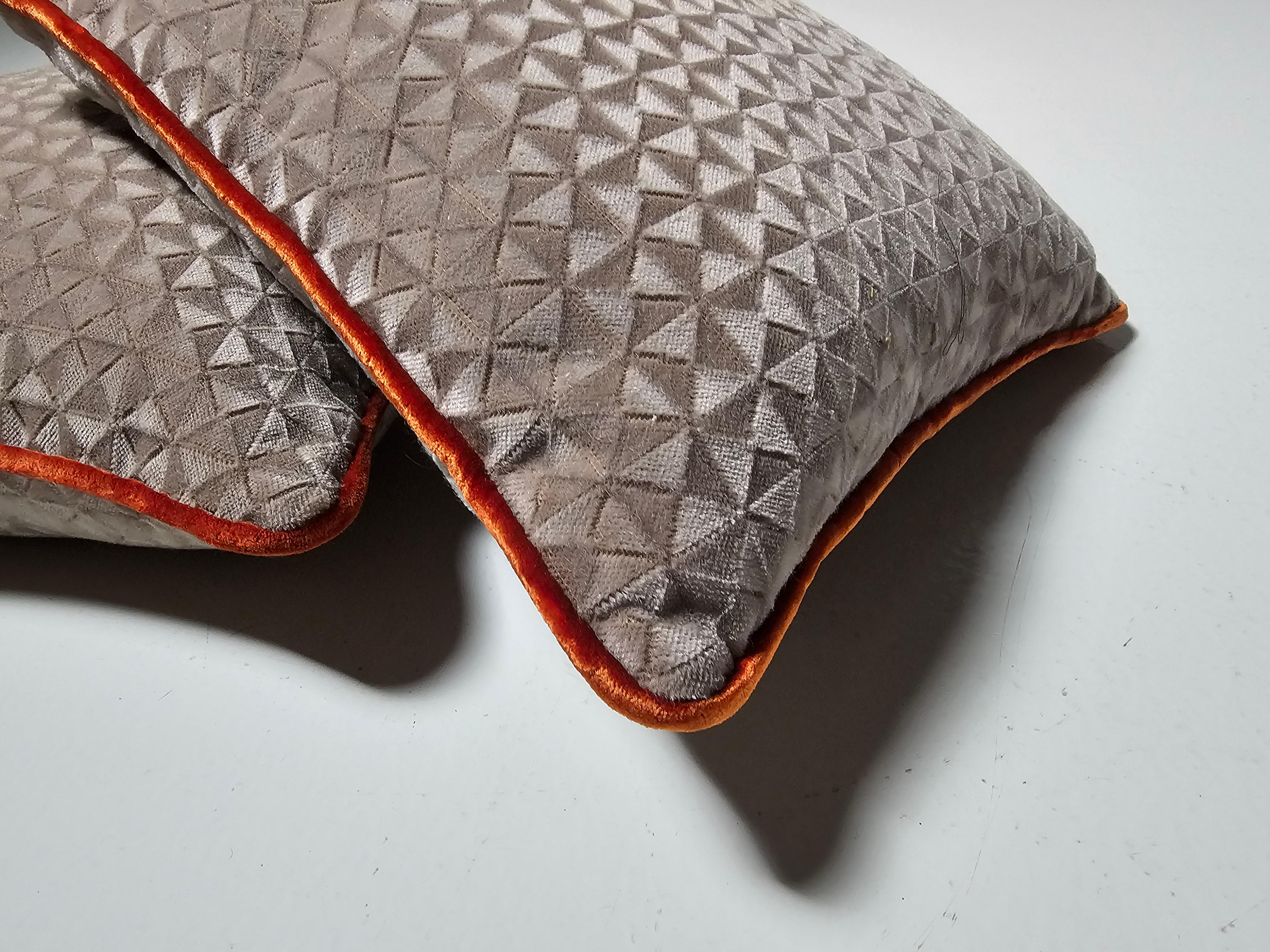 Velluto Coppia di cuscini Hermès realizzati a mano in vendita