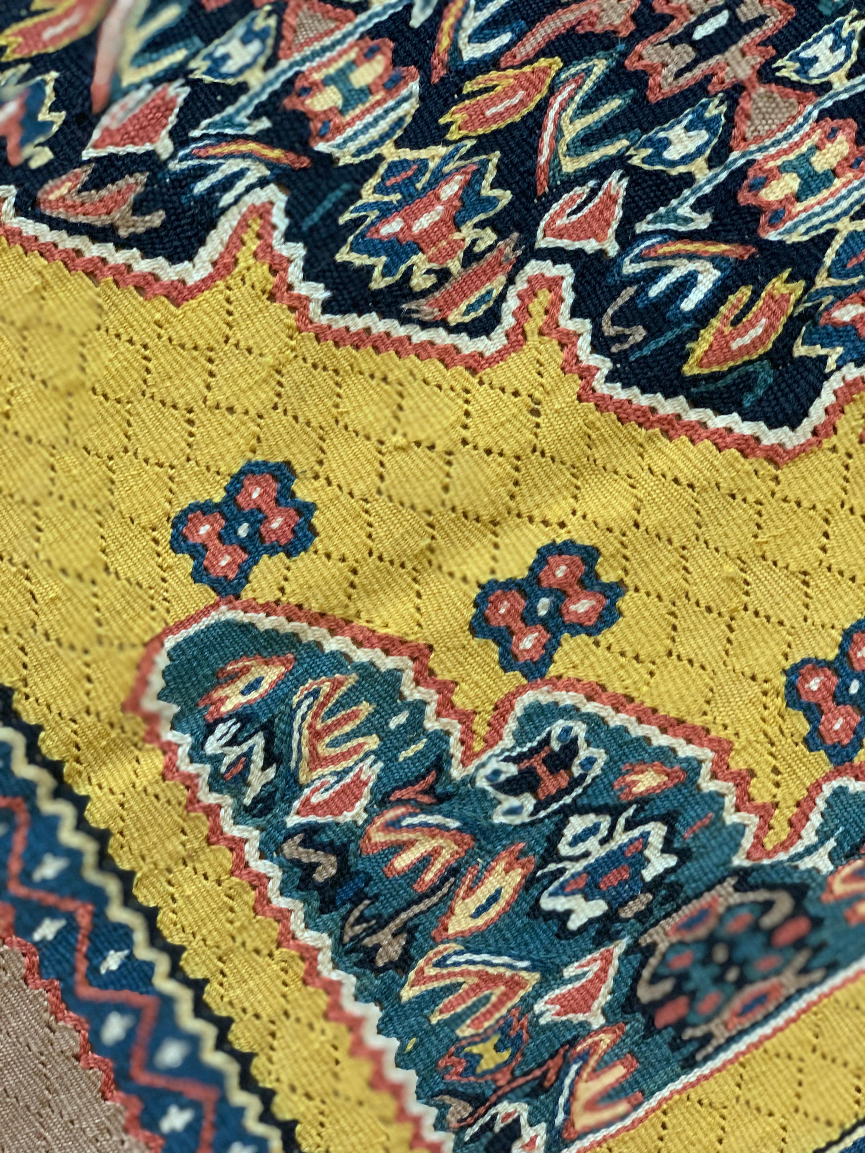 Iraqi Pair of Handmade Kilim Rugs Two Traditional Yellow Wool & Silk Rugs For Sale