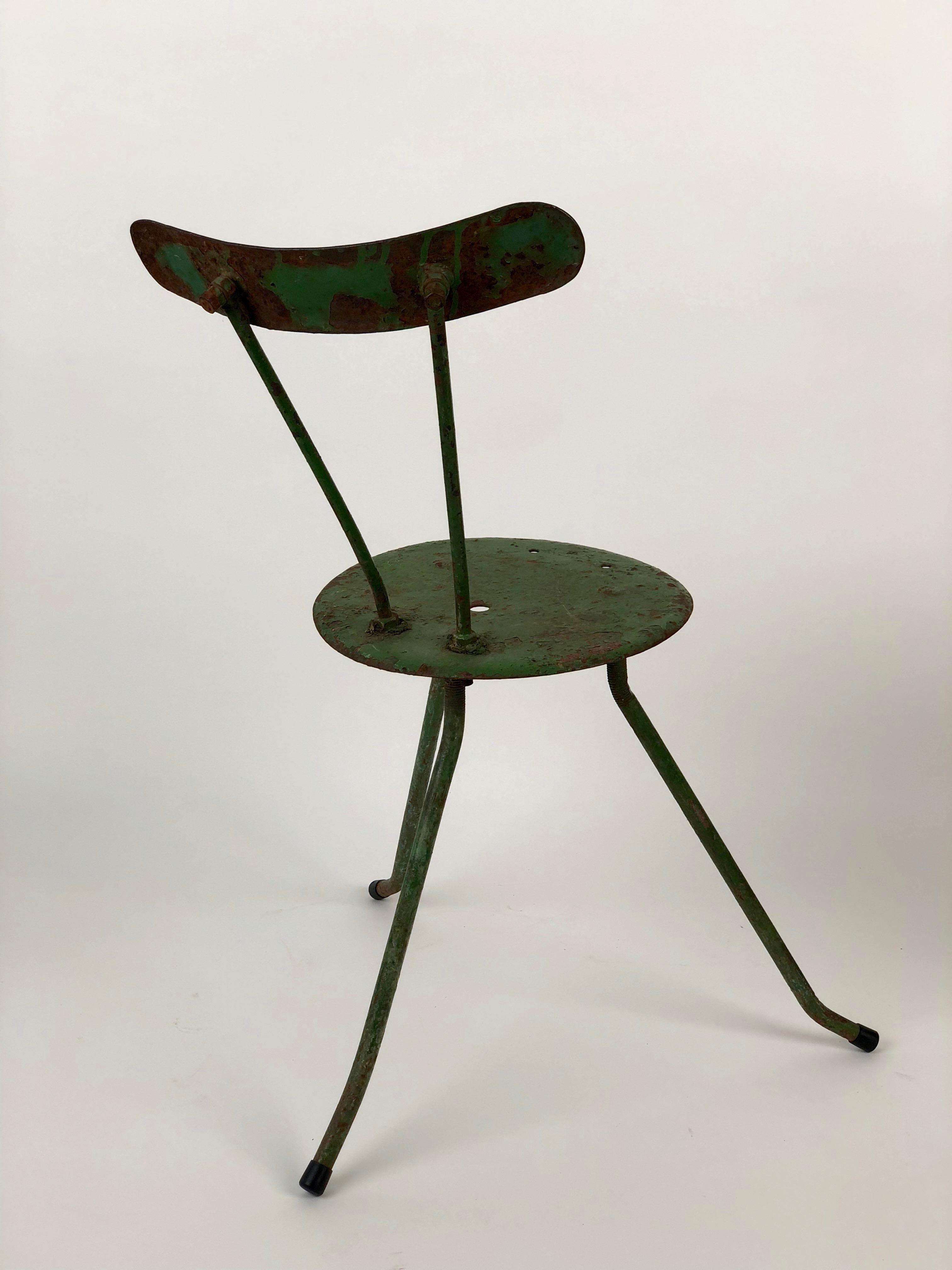 Mid-Century Modern Pair of Handmade Metal Chairs, 1950s, from the Balaton Lake Region, Hungary For Sale