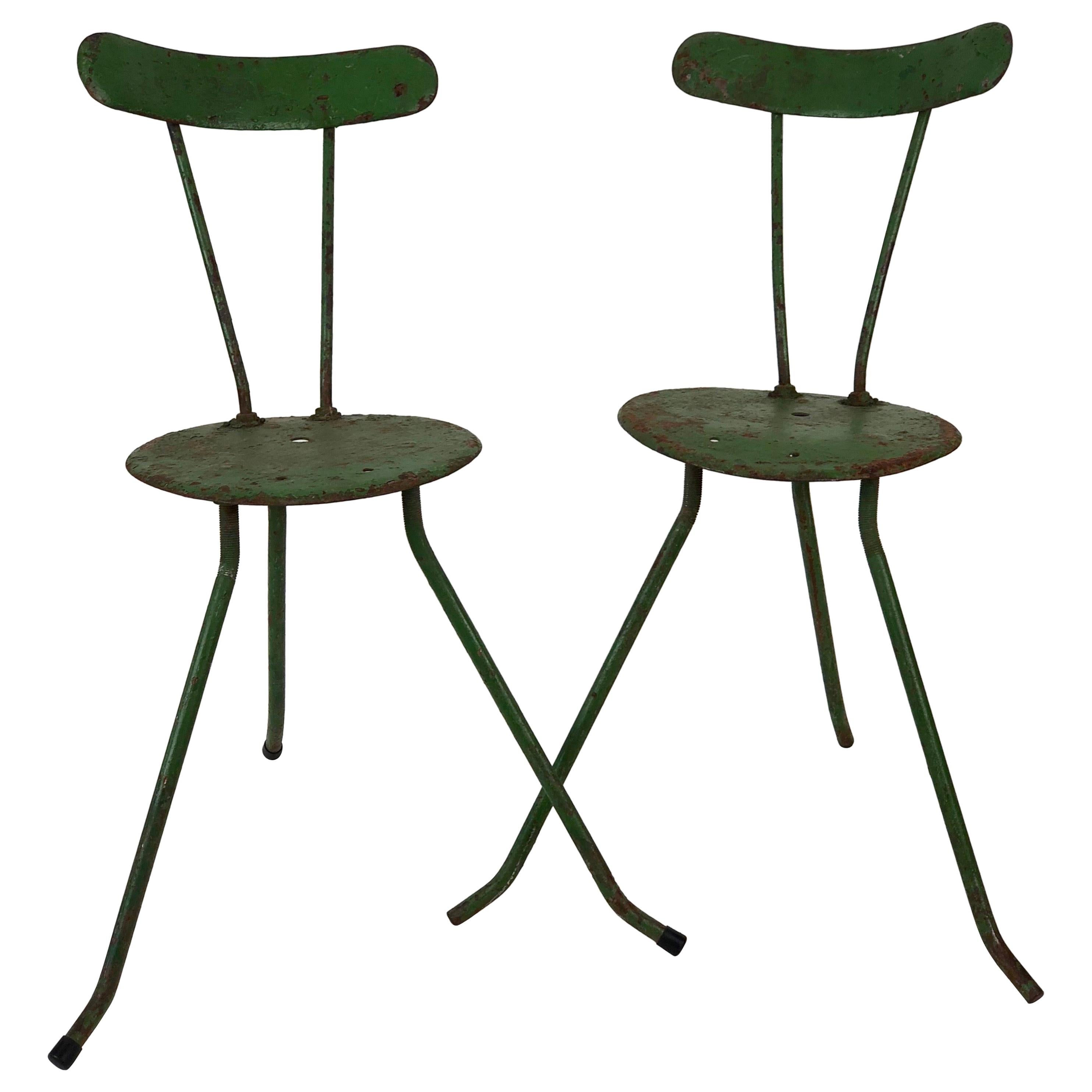 Pair of Handmade Metal Chairs, 1950s, from the Balaton Lake Region, Hungary For Sale