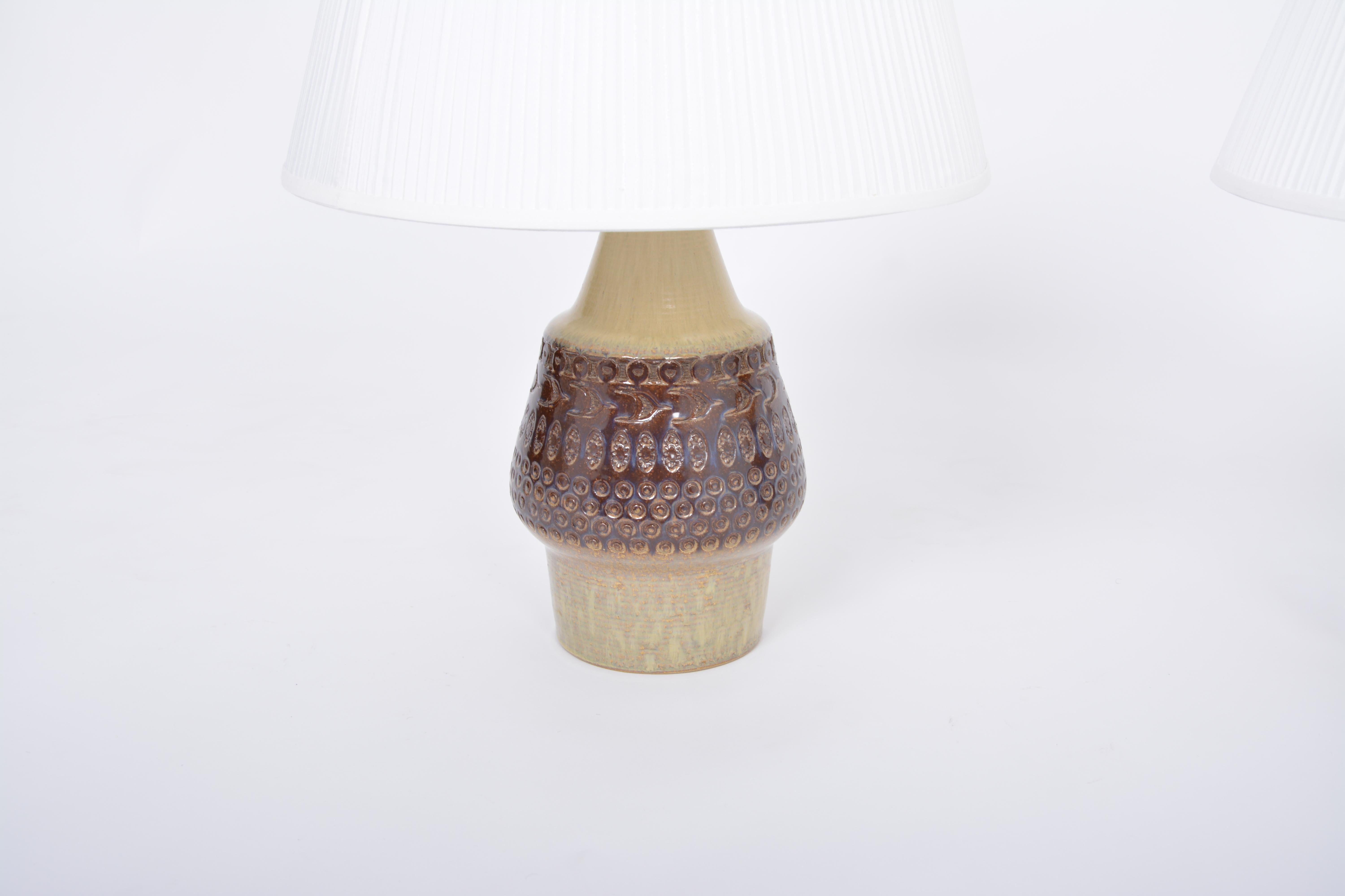 Late 20th Century Pair of Handmade Mid-Century Modern Danish Stoneware Table lamps by Soholm