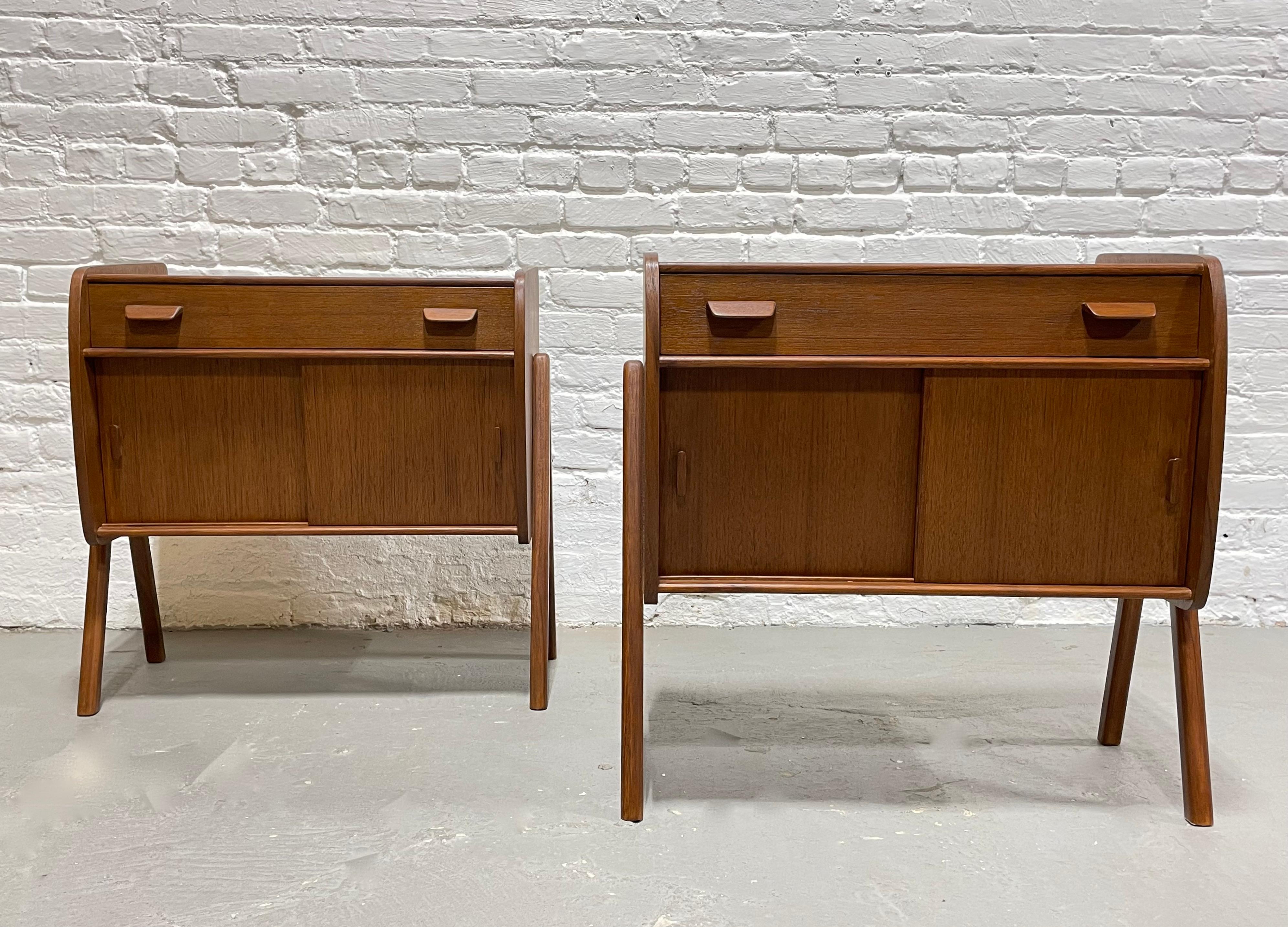Pair of Handmade Mid-Century Modern Teak Cabinets / Nightstands / Bedside Tables 2