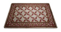 Paire de tapis orientaux en laine rose traditionnels faits main à l'aiguille