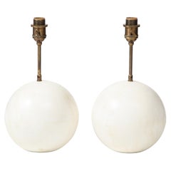 Pair of Handmade Plaster Table Lamps with Globe Bases by Facto Atelier Paris