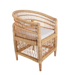 Pair of Handmade Rattan and Wooden Armchairs