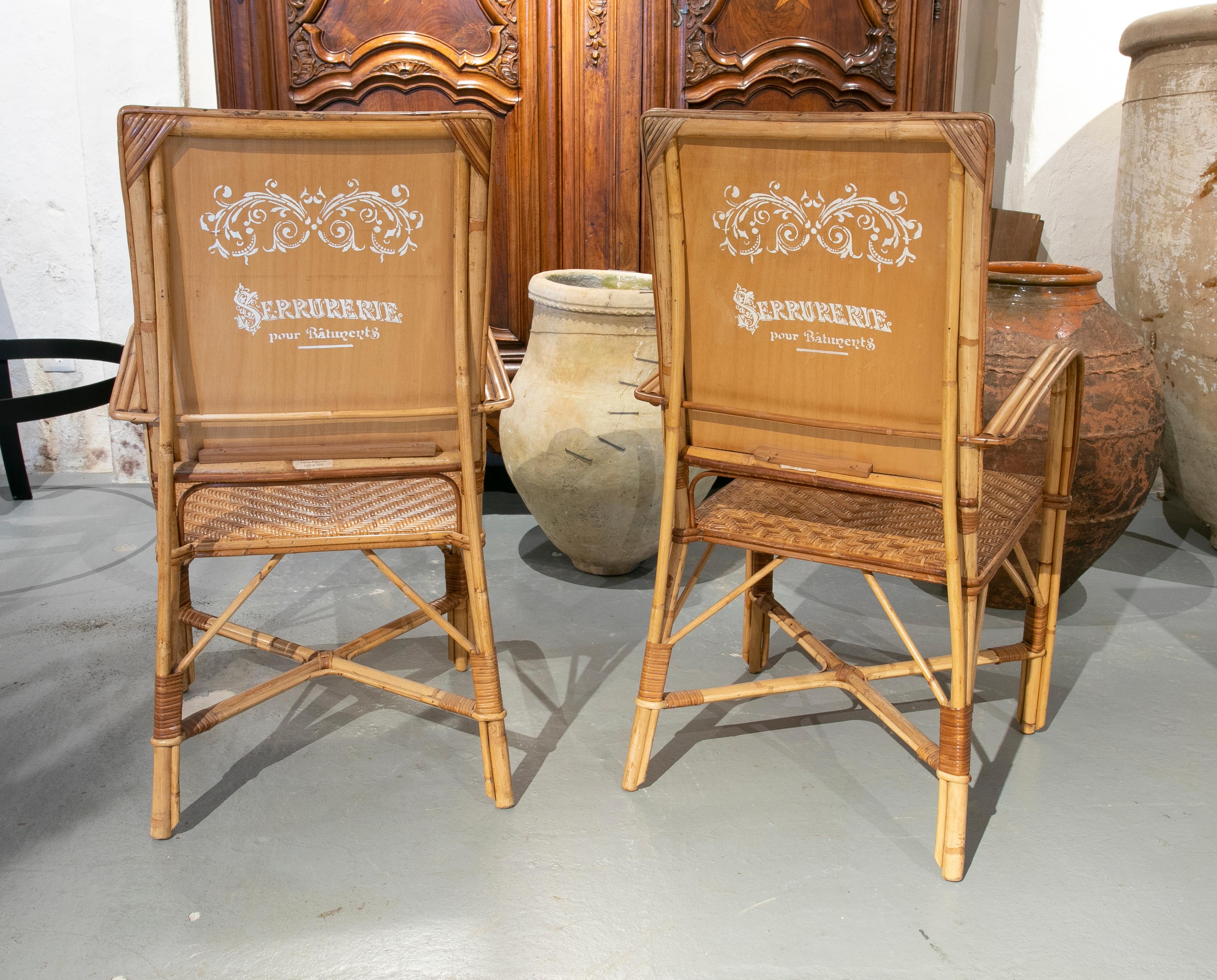 20th Century Pair of Handmade Spanish Wicker Armchairs from the 1970ies For Sale