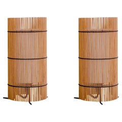 Pair of, Handmade Table Lamp, Bamboo Cherry, by Mediterranean Objects