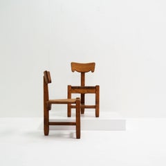 Pair of Handmade Tuscan Tripod Side Chairs, 1960s-70s Italy