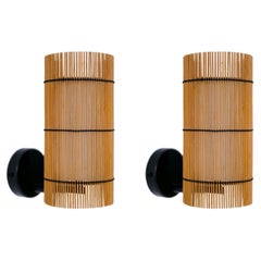 Pair of, Handmade Wall Lamp Sconce, Bamboo Cherry, by Mediterranean Objects