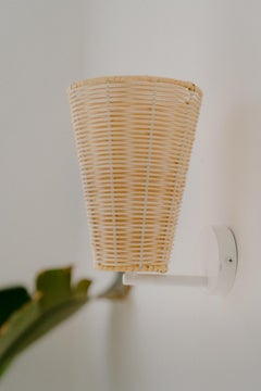 Pair of, Handmade, Wall Lamp Sconce, Rattan Cone, by Mediterranean Objects