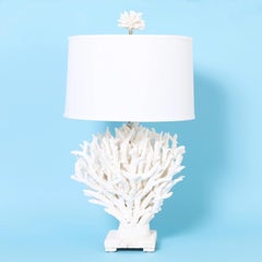Pair of Handmade White Coral Table Lamps